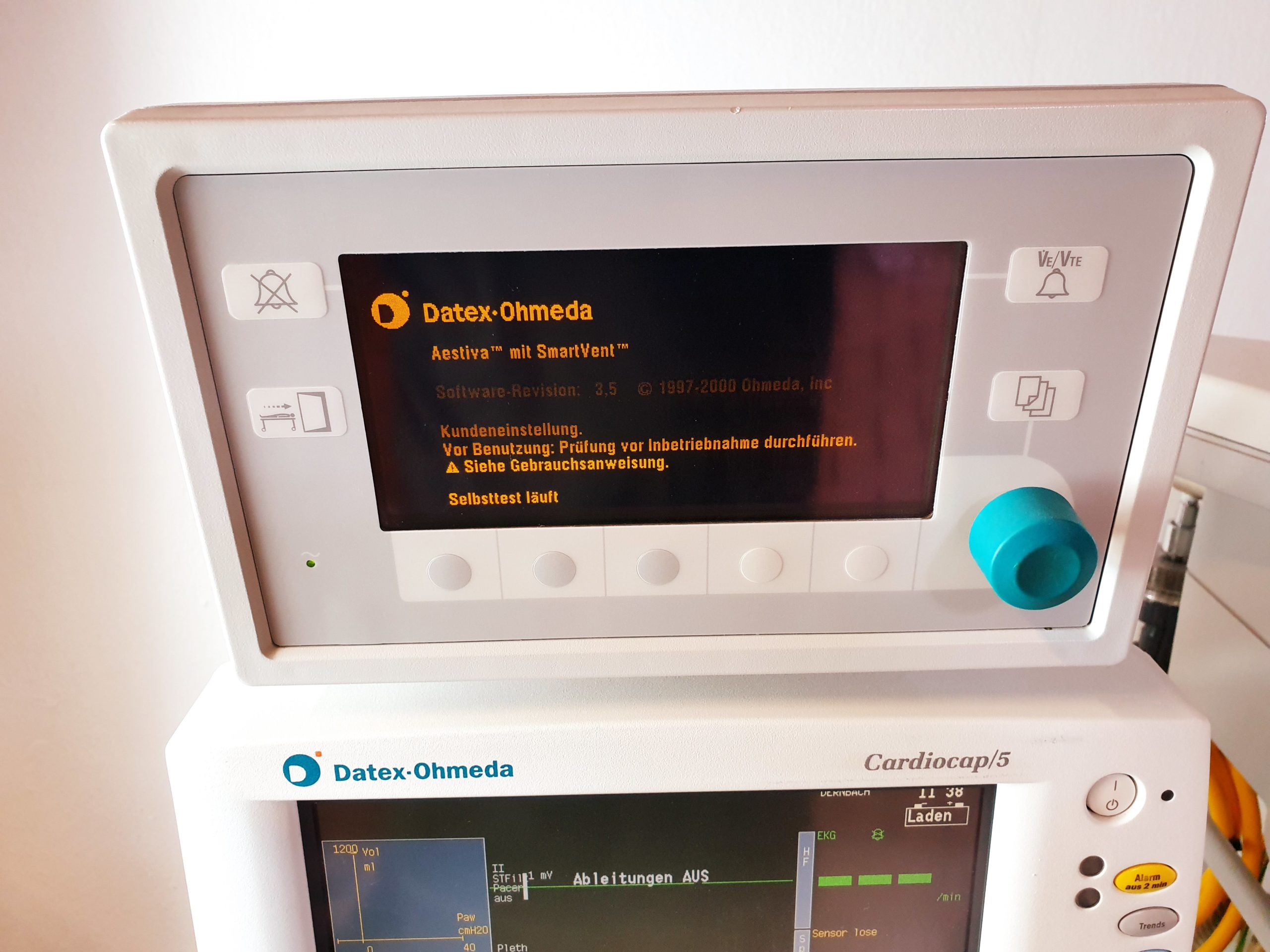 Datex Ohmeda Aestiva/5 / Aestiva 5 mit TEC7 Sevoflurane + Cardiocap 5 Anästhesiemonitor Gasmonitor thumbnail 4