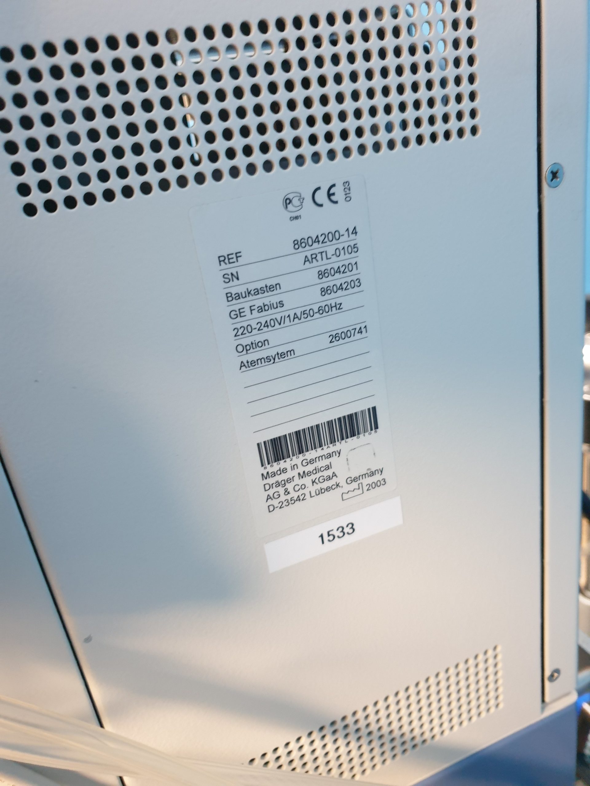 Dräger Fabius Narkosegerät mit PM 8050 Gasmonitor – FAHRBAR thumbnail 10