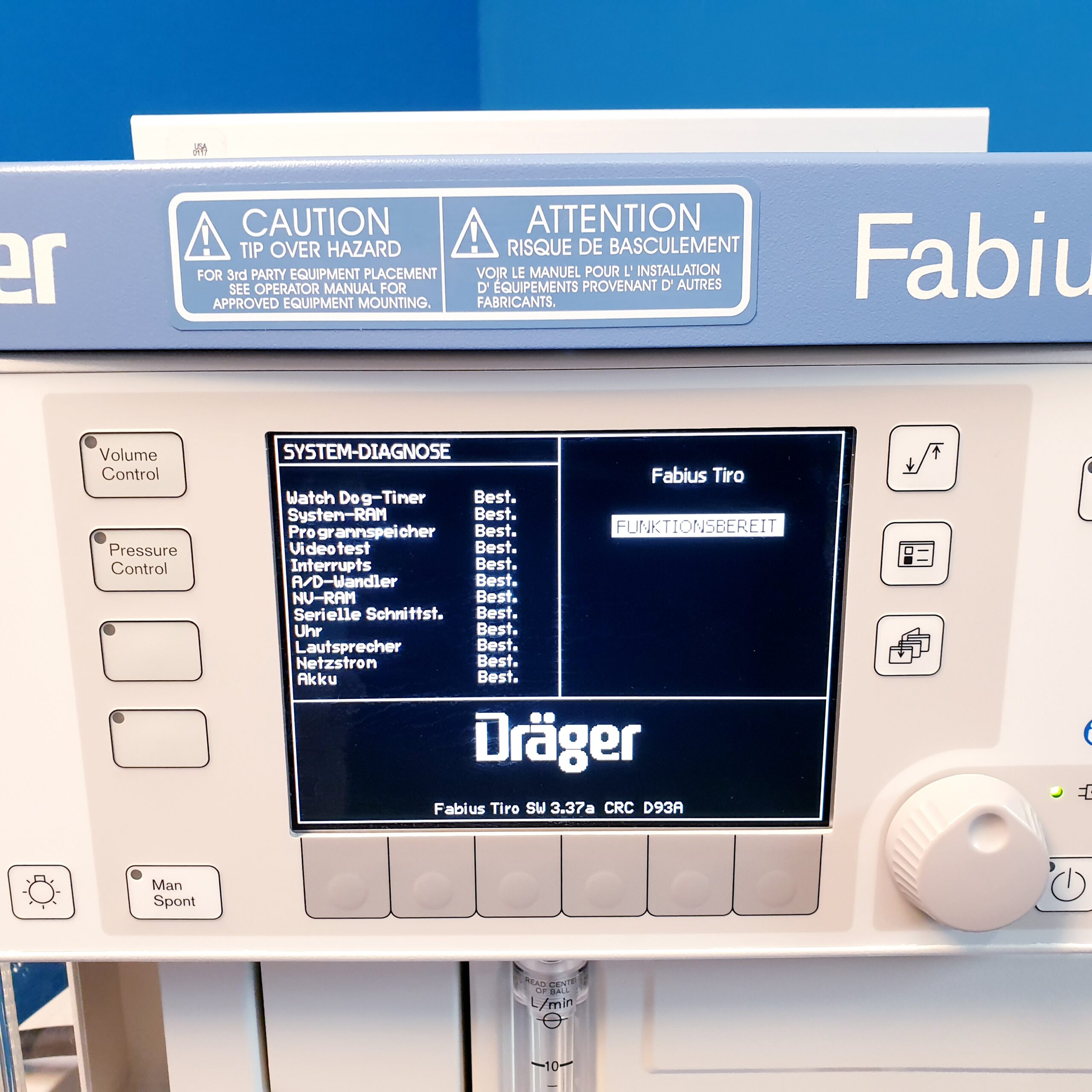 Dräger Fabius Tiro Anesthesia Narkosegerät – Anesthesie DOM 2017 thumbnail 10