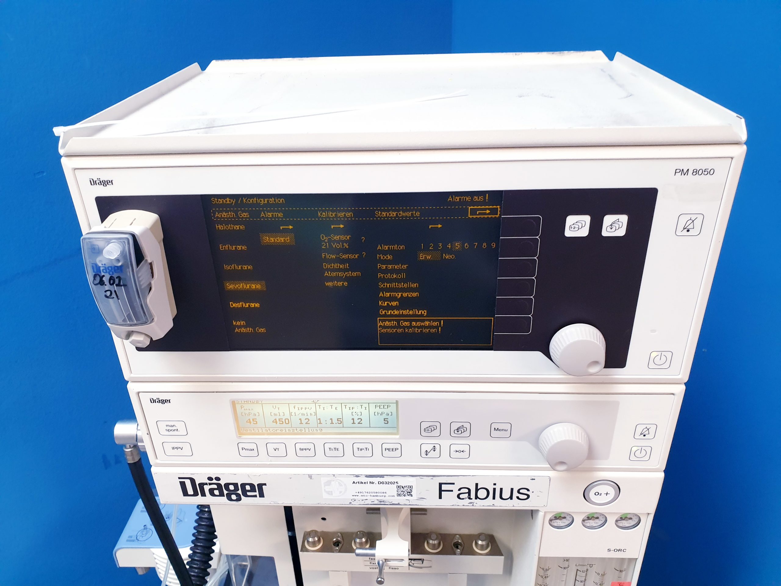 Dräger Fabius Narkosegerät mit PM 8050 Gasmonitor SW: 02.80 3 Gasig REFURBISHED thumbnail 5