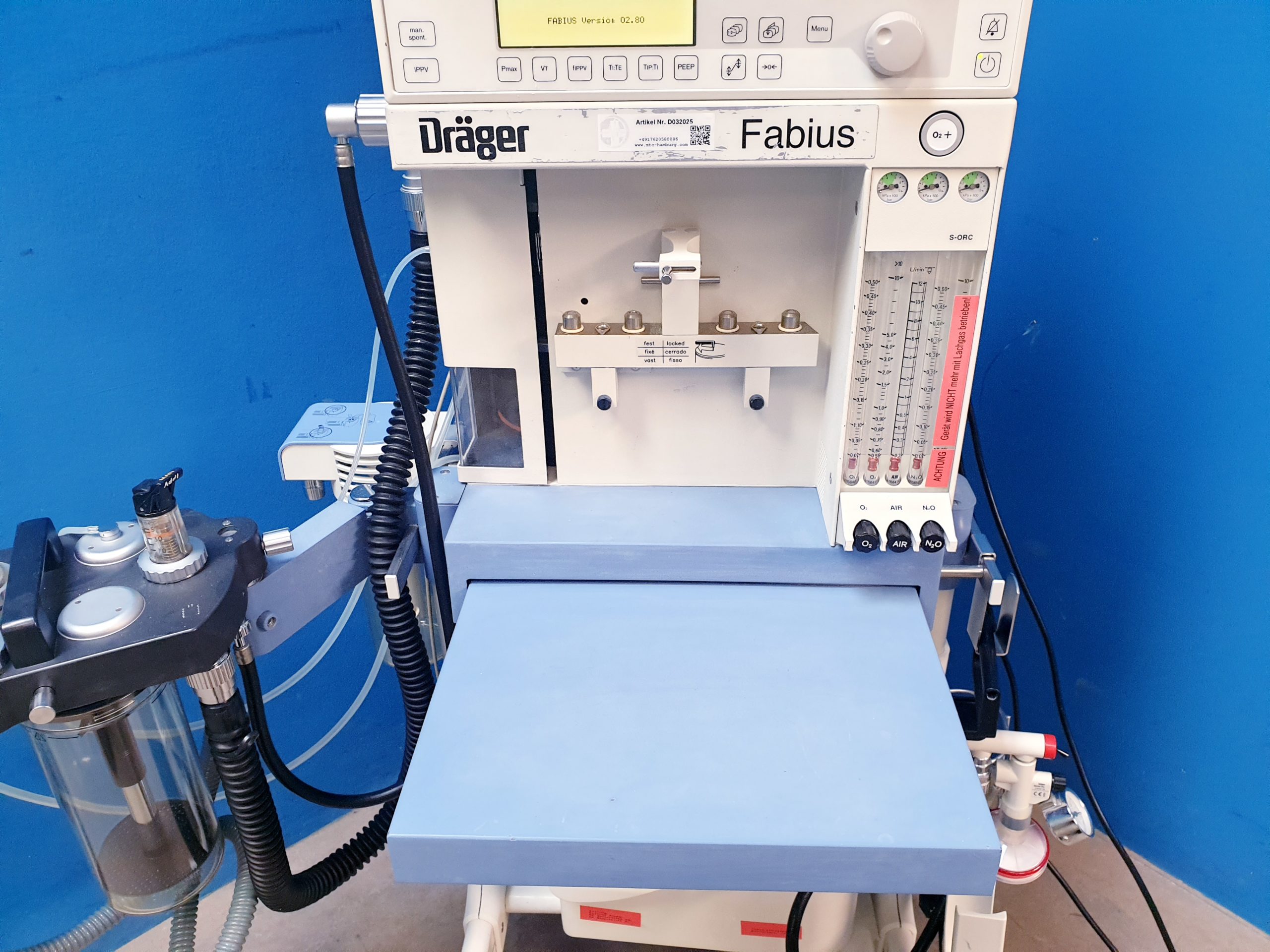 Dräger Fabius Narkosegerät mit PM 8050 Gasmonitor SW: 02.80 3 Gasig REFURBISHED thumbnail 15