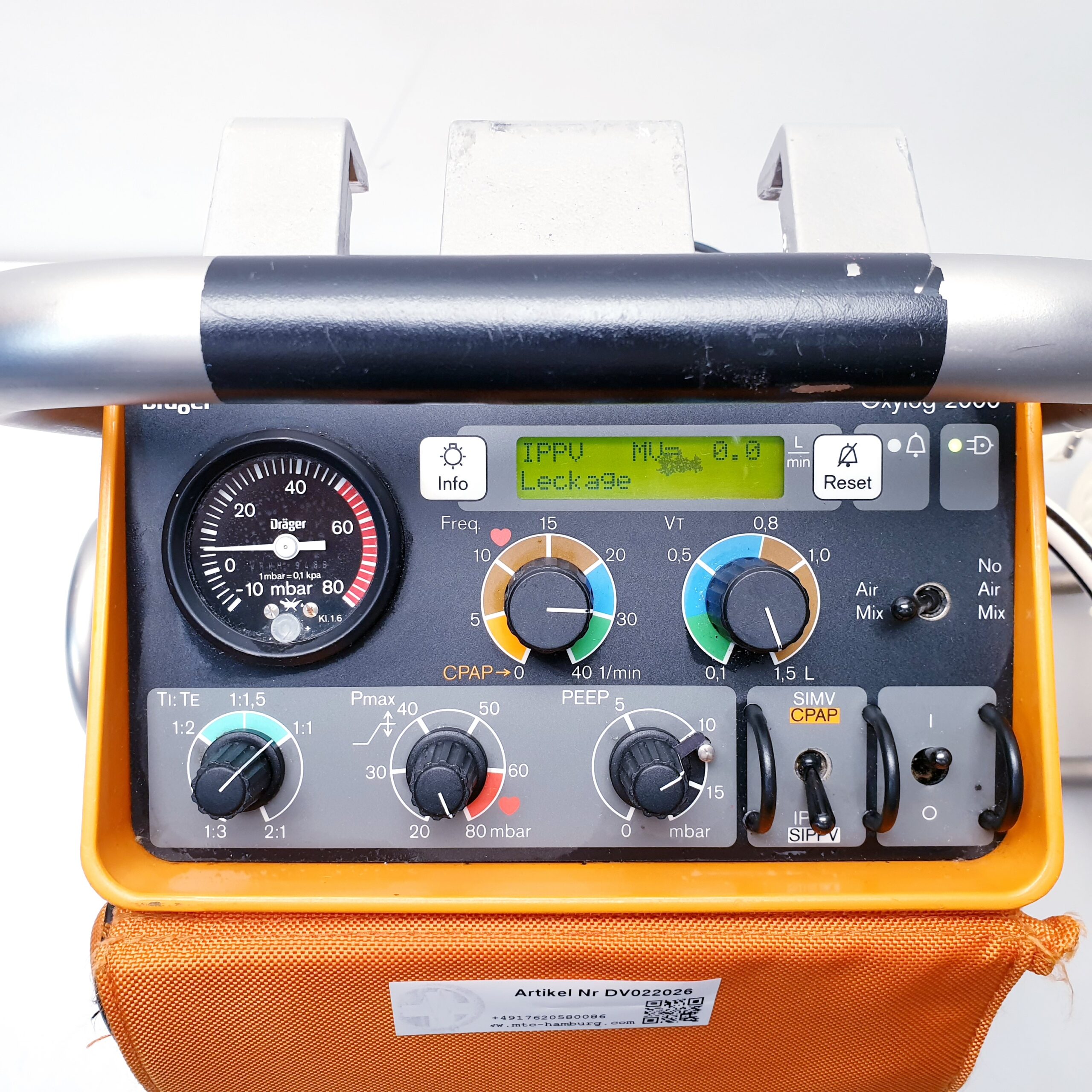 Dräger Oxylog 2000 Beatmungsgerät + Netzteil FW7401M,12 thumbnail 5