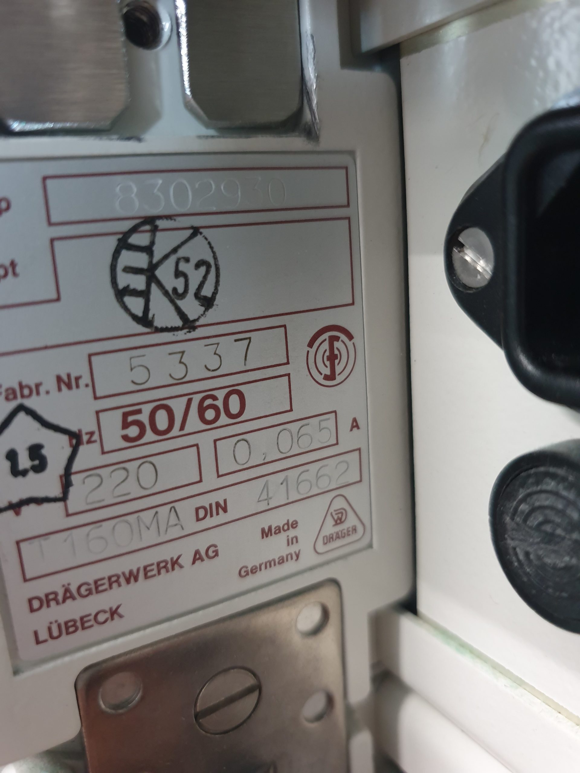 Draeger Sulla 808V 808 V Iso, Ventilog 2 , Kreisteil Barlog A thumbnail 8