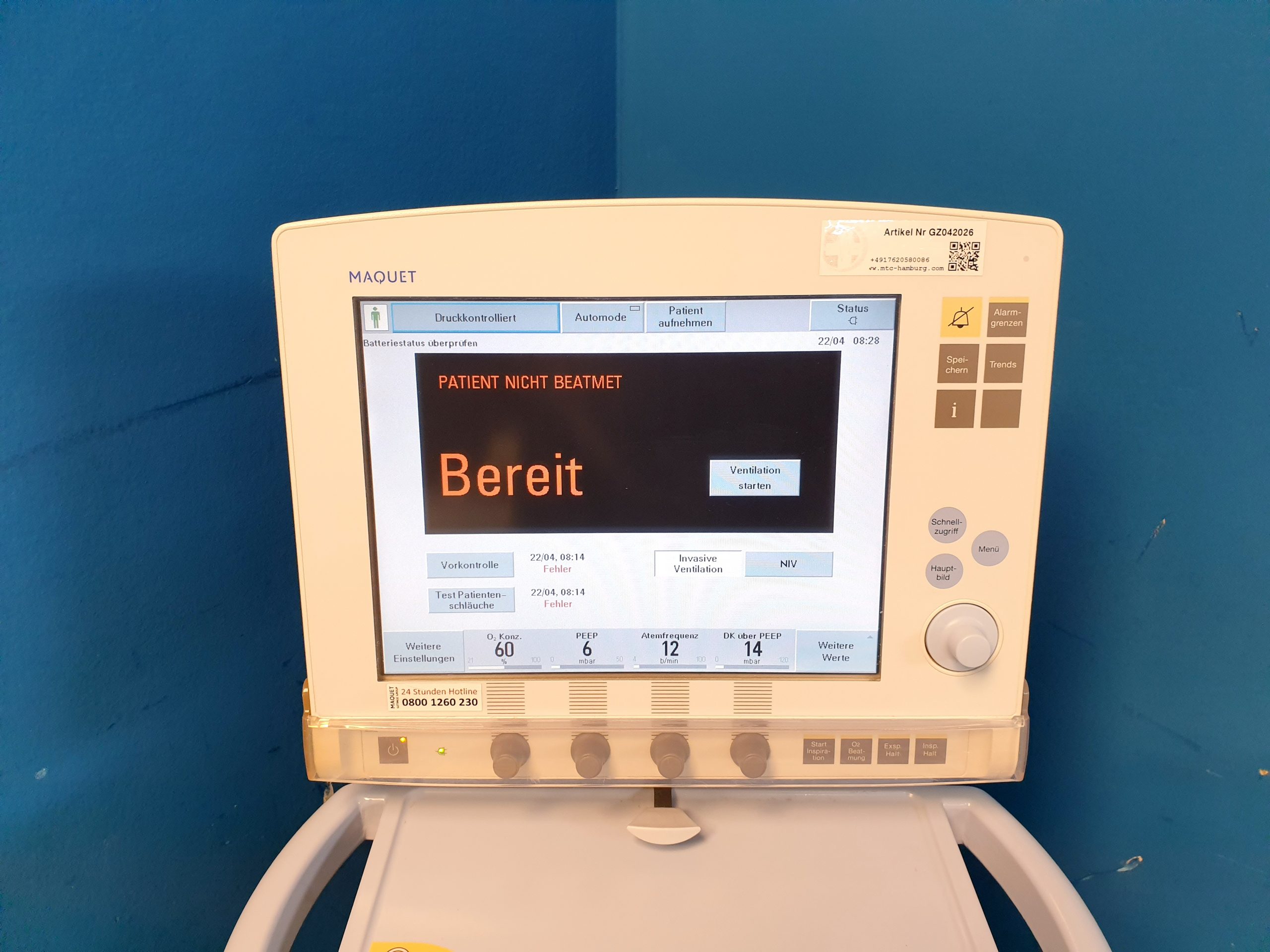 Maquet Servo I Beatmungsgerät mit Kassette thumbnail 14