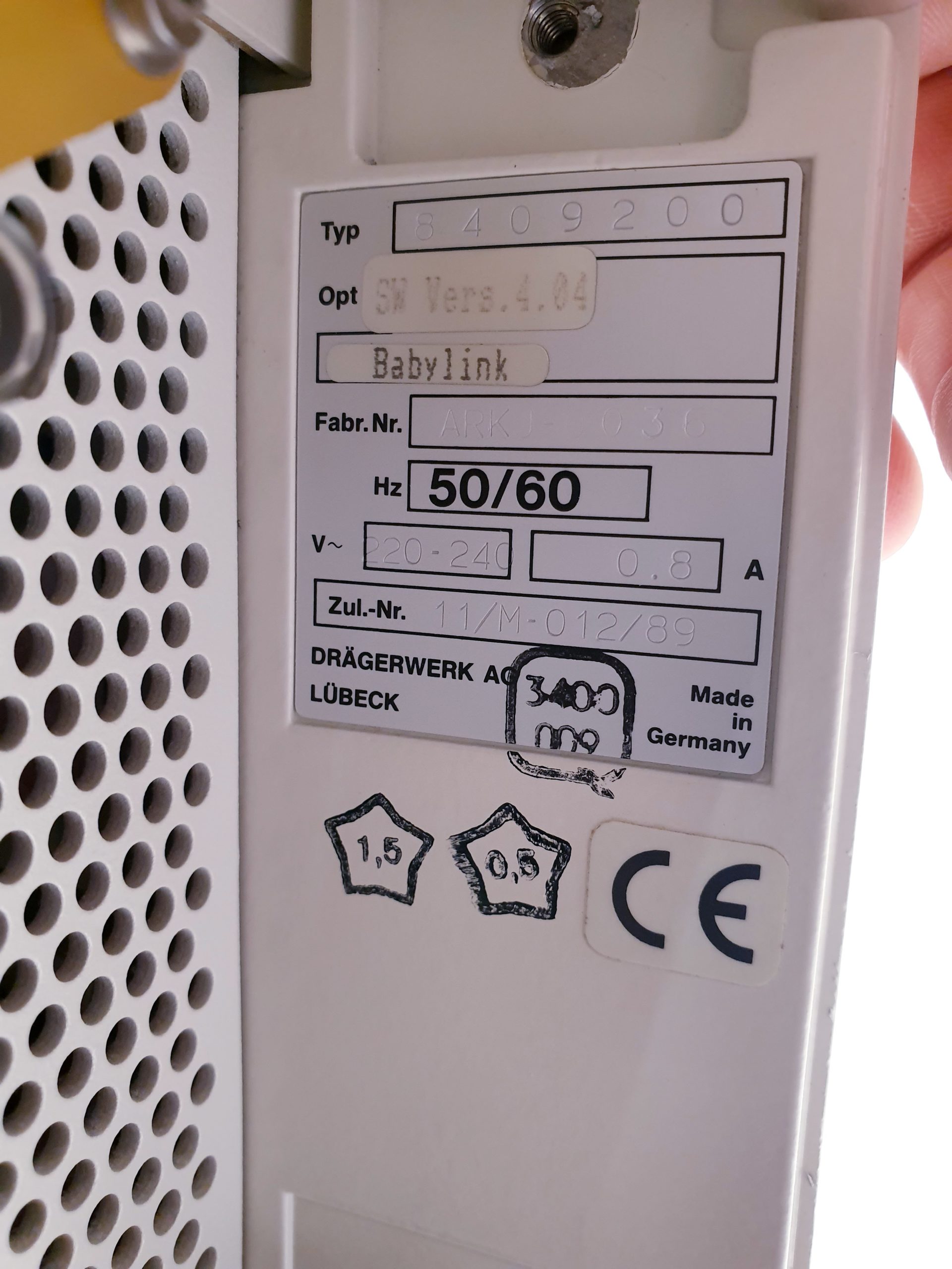 Dräger Babylog 8000 Infant Ventilator Fahrbar Rollbar thumbnail 8