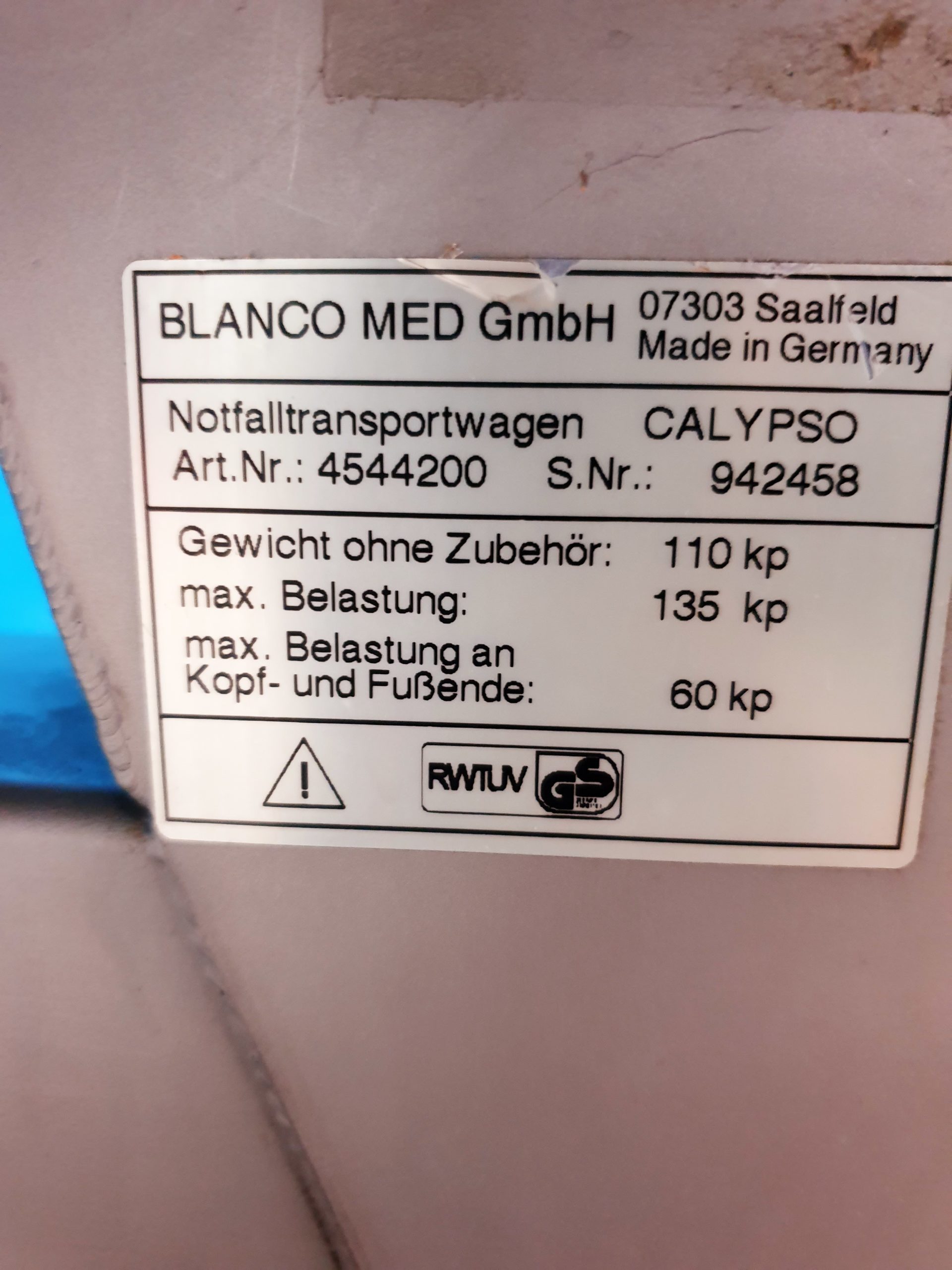 Blanco CALYPSO Gipstisch Hydraulish Notfalltransportwagen – Notfallwagen thumbnail 7