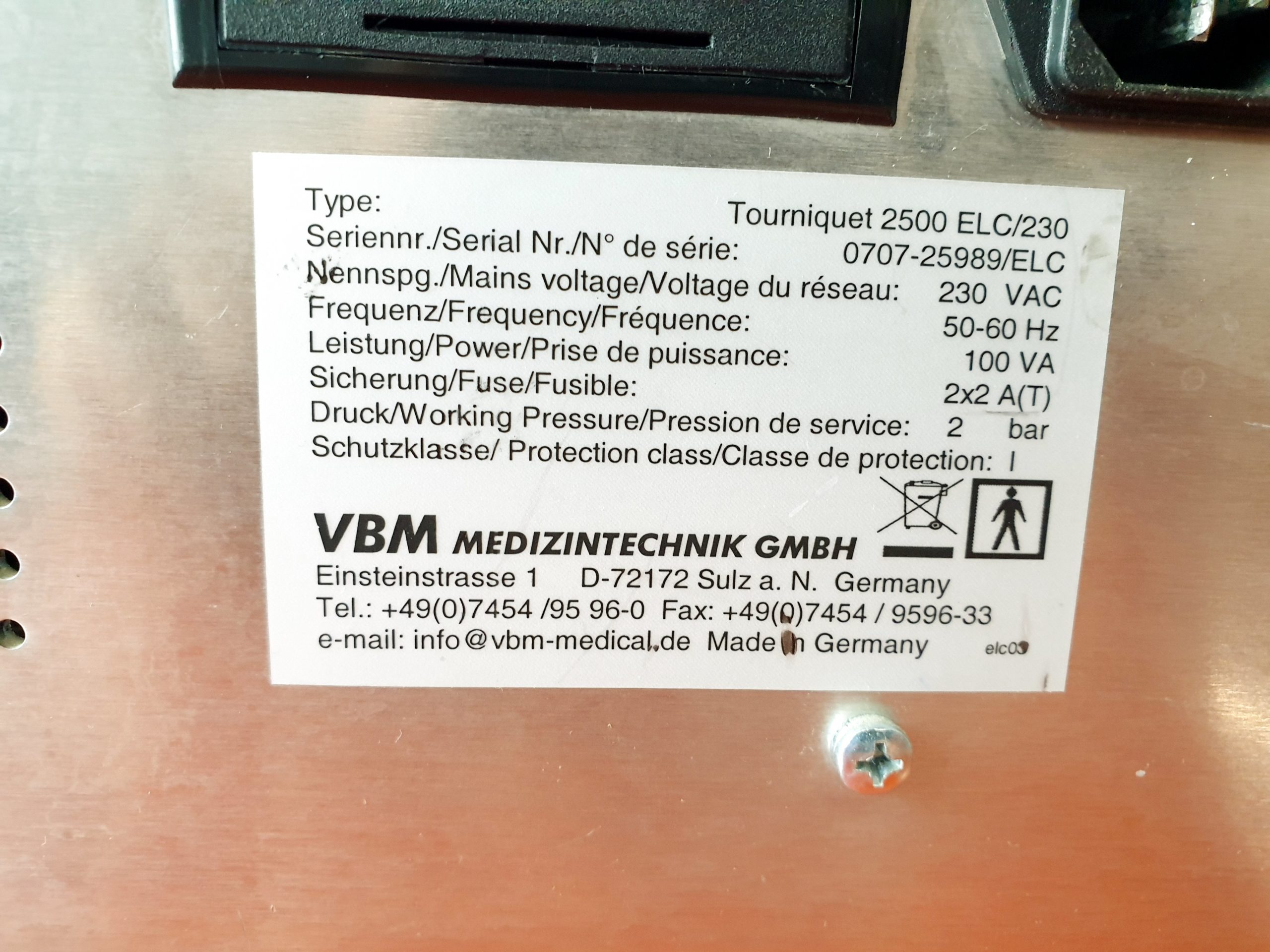 TOURNIQUET 2500ELC /230 Blutsperrgerät thumbnail 5