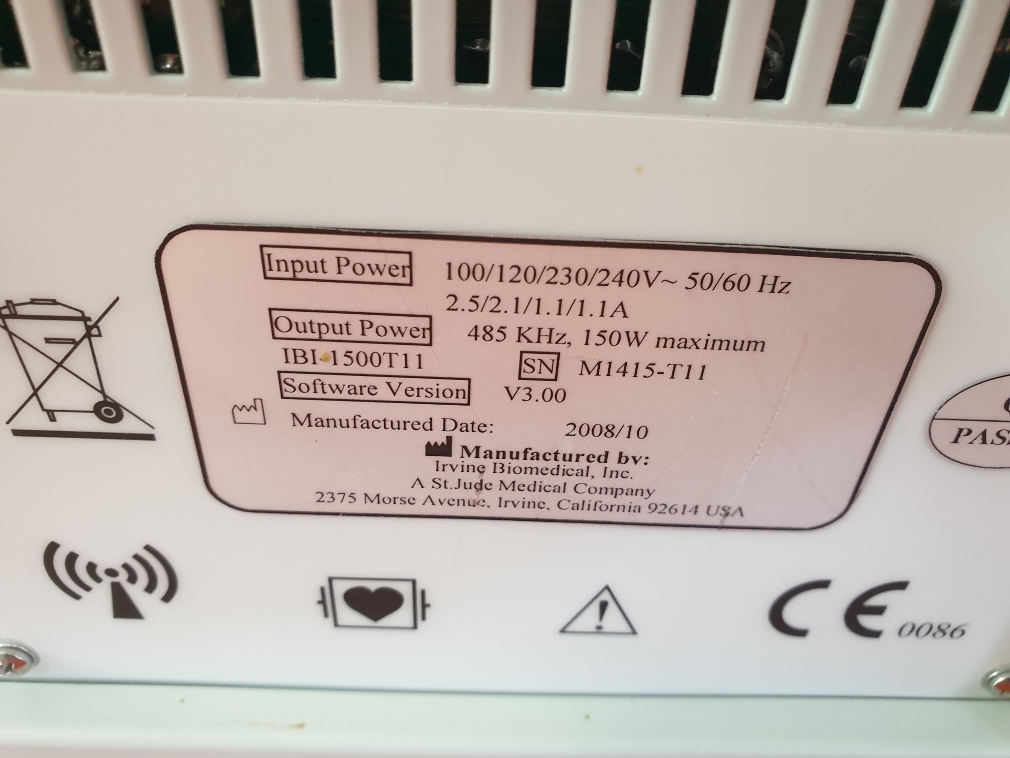 Irvine Biomedical IBI-1500T11 Cardiac Ablation Generator thumbnail 3