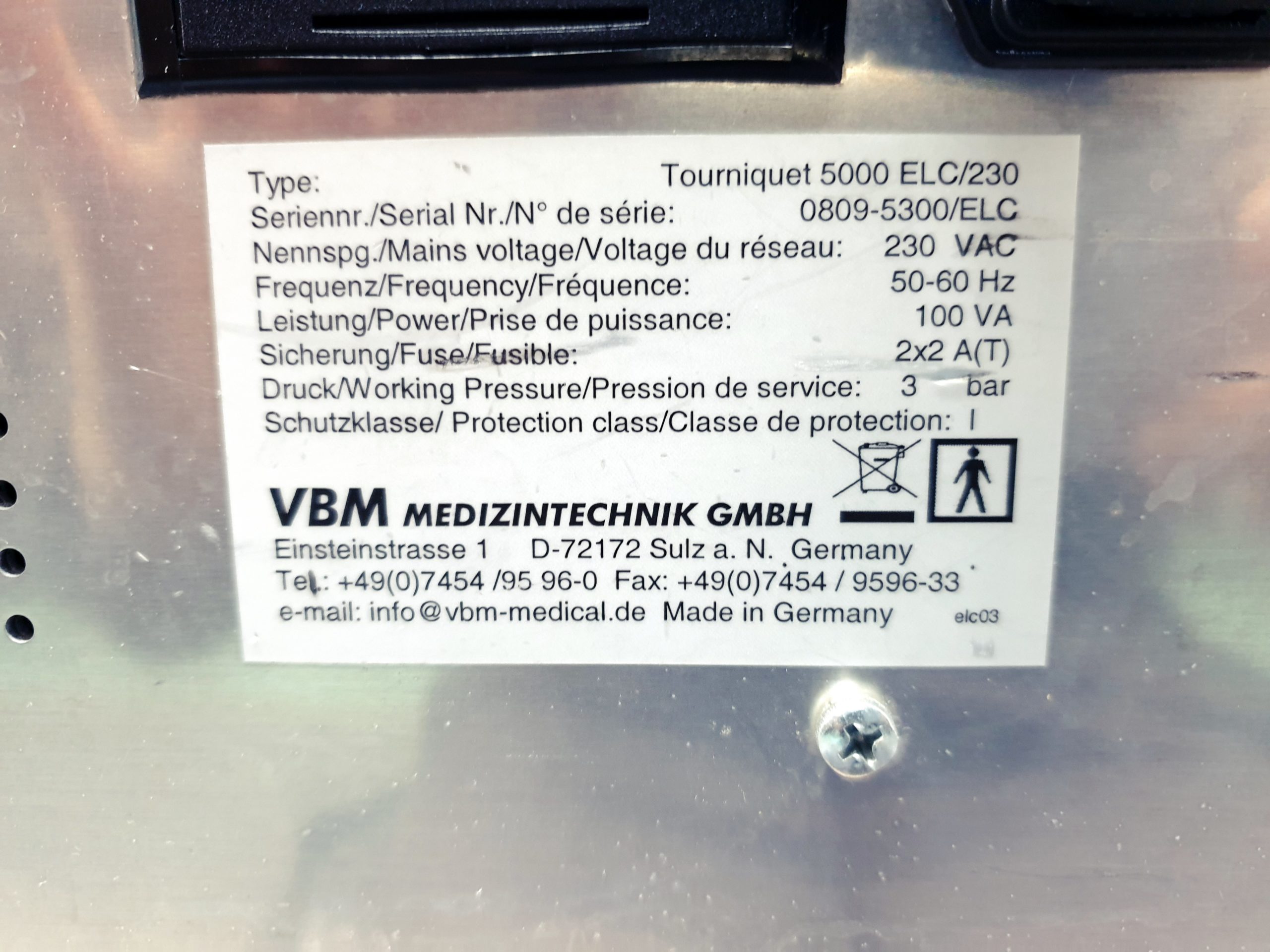 VBM TOURNIQUET 5000ELC/230 // 5000 ELC/230 Blutsperre thumbnail 6