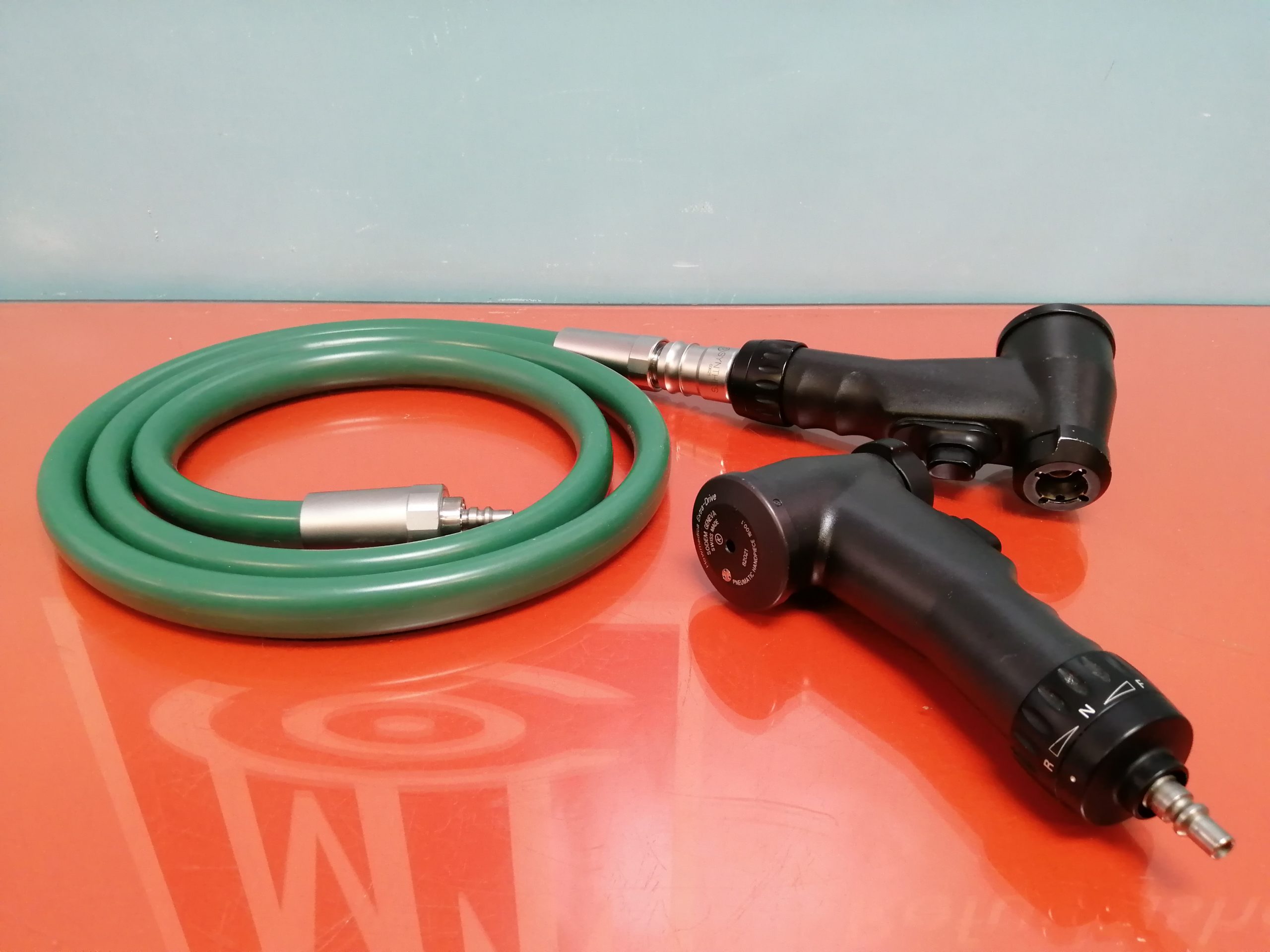 2 x SODEM Geneva Howmedica Extra-Drive pneumatic handpiece 82021 + Pneumatik Schlauch thumbnail 5
