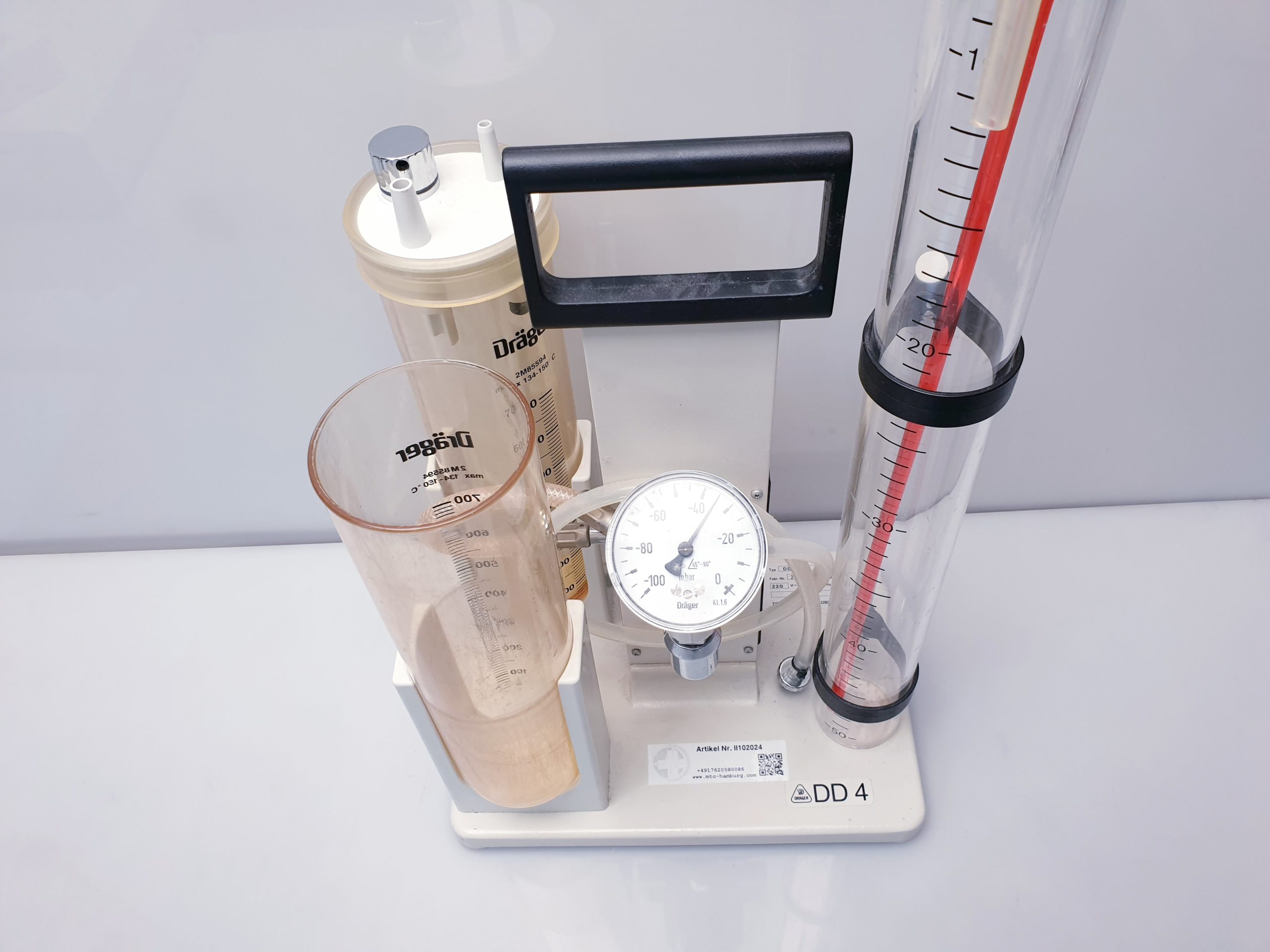 Dräger Behälter Bronchussauger mit Deckel und Manometer – Tragbar thumbnail 3
