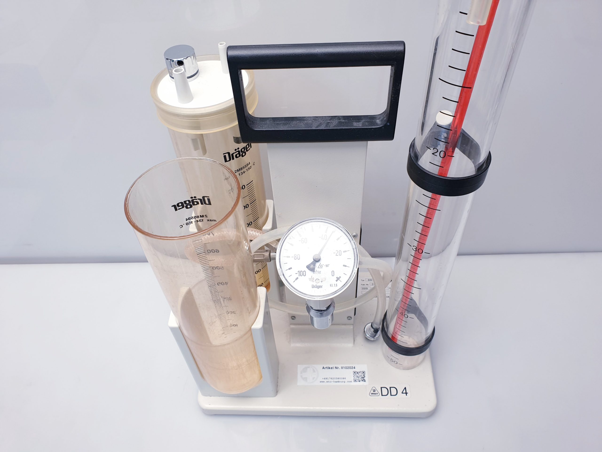 Dräger Behälter Bronchussauger mit Deckel und Manometer – Tragbar thumbnail 5
