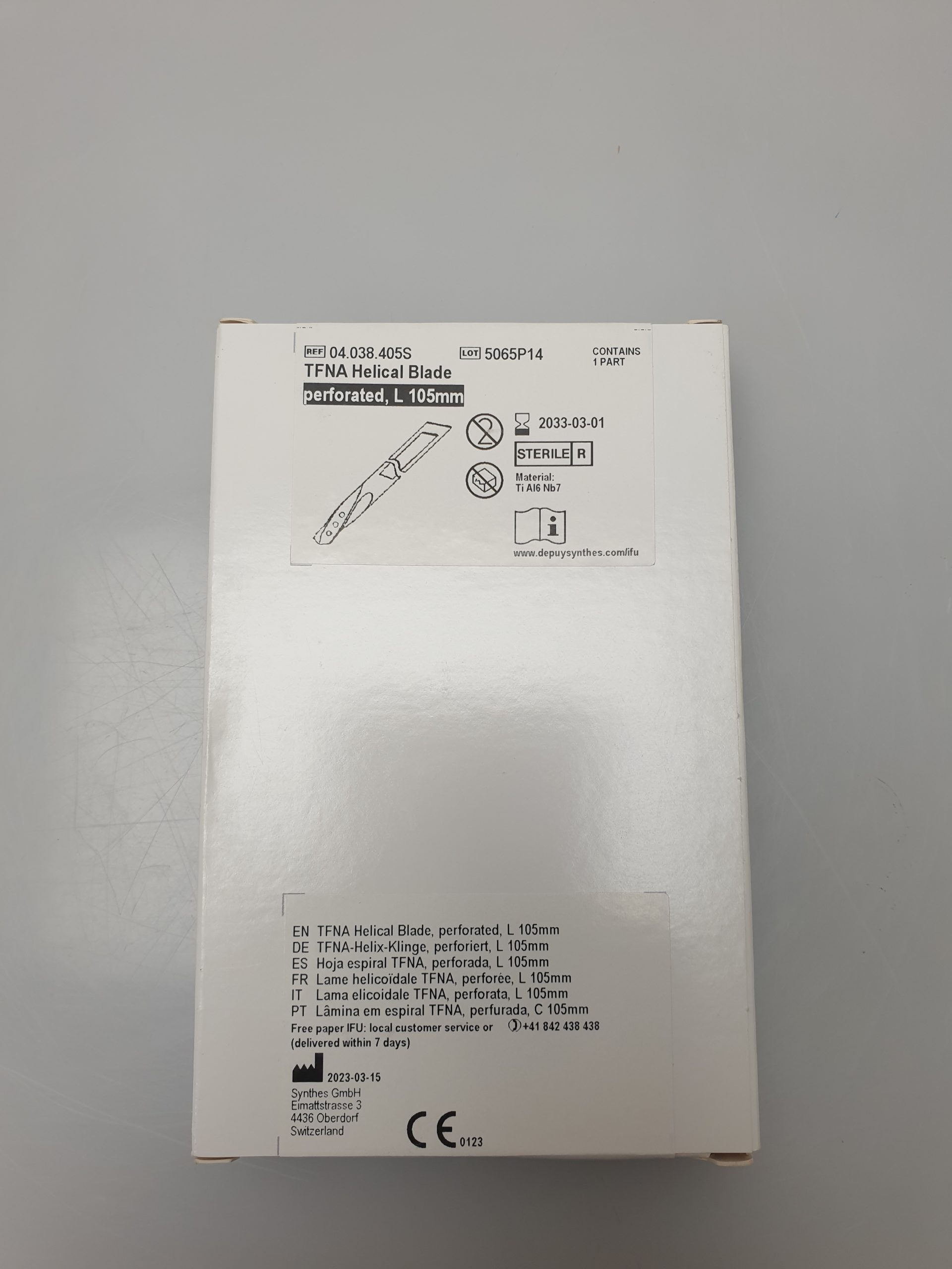 DePuy Synthes TFNA Helical Blade perforated, L 105mm REF 04.038.405S thumbnail 7