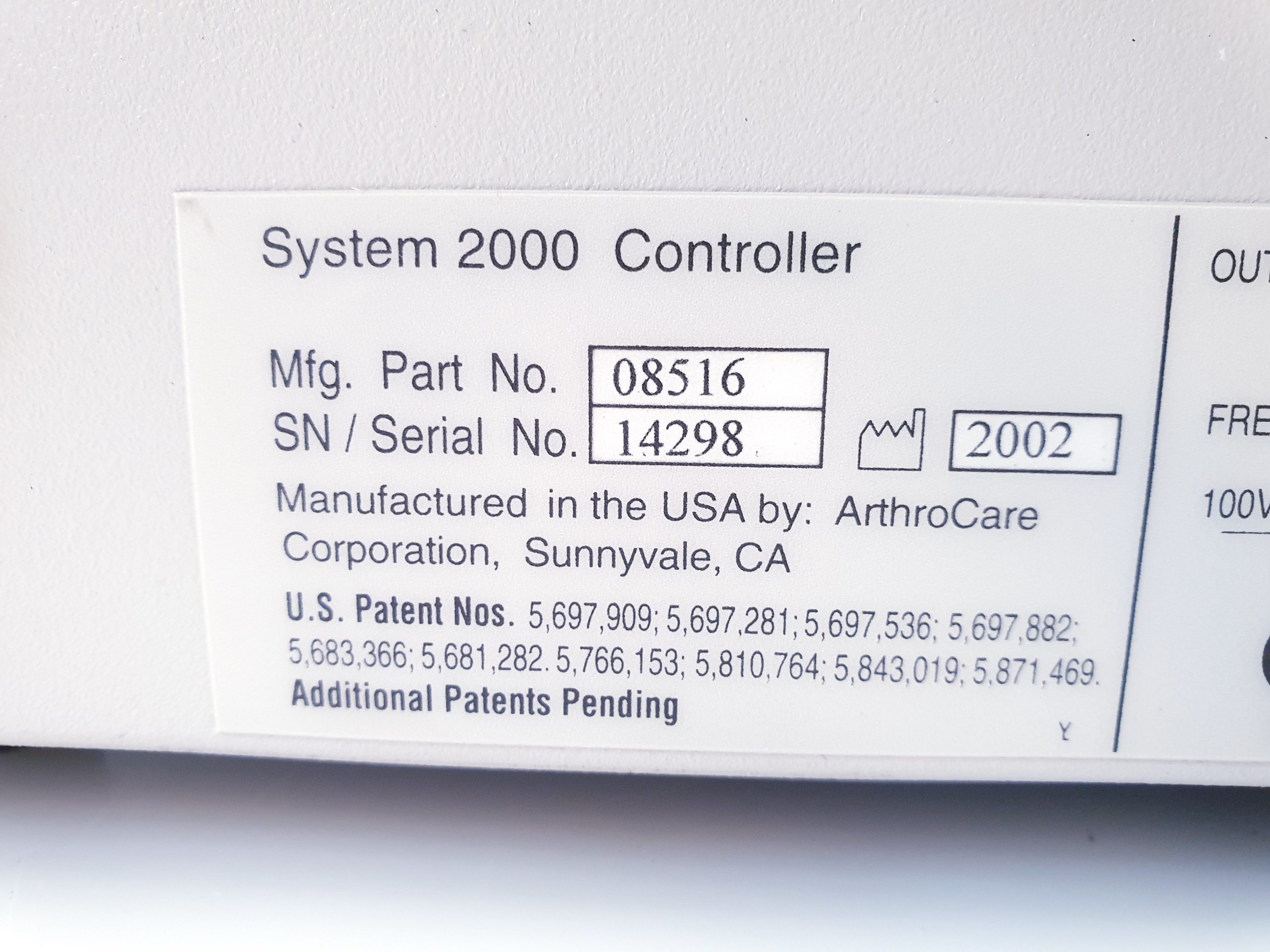 ArthroCare System 2000 Controller thumbnail 7