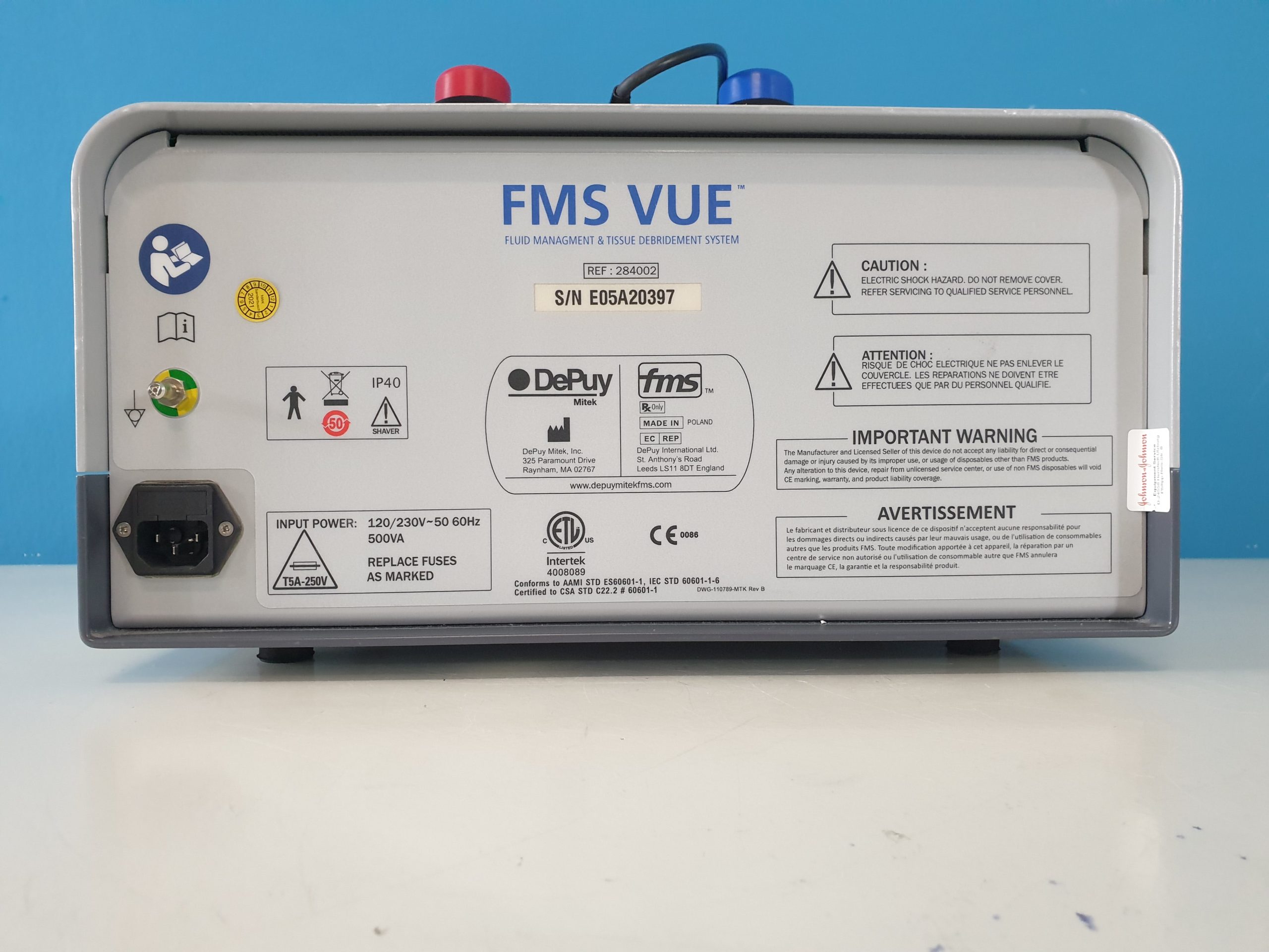 DEPUY MITEK 284002 FMS VUE FLUID MANAGEMENT SYSTEM & TISSUE DEBRIDEMENT SYSTEM + FOOTPEDAL thumbnail 3