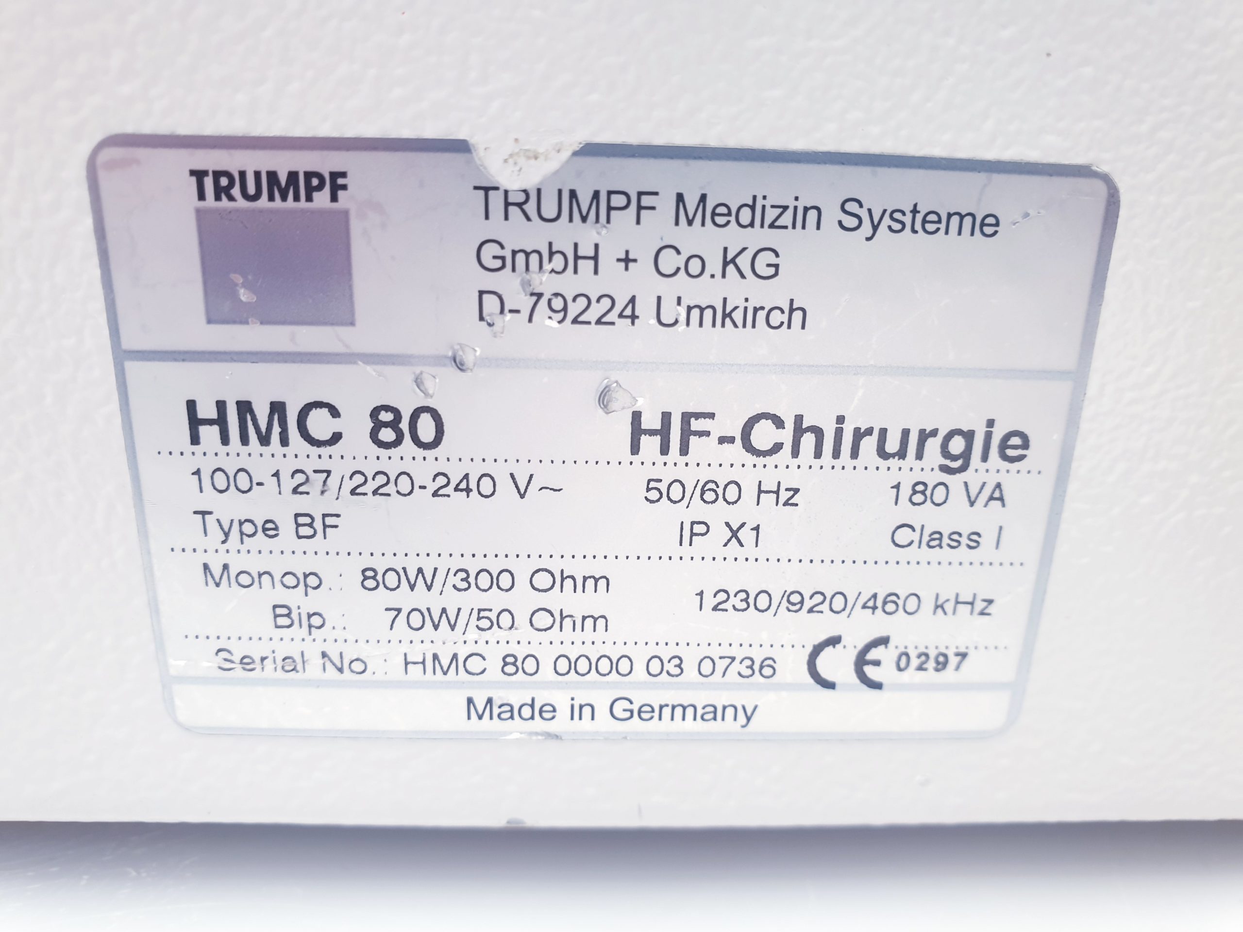 KLS MARTIN Trumpf HMC80 HF-Gerät Minicutter Chirurgie gerät thumbnail 6