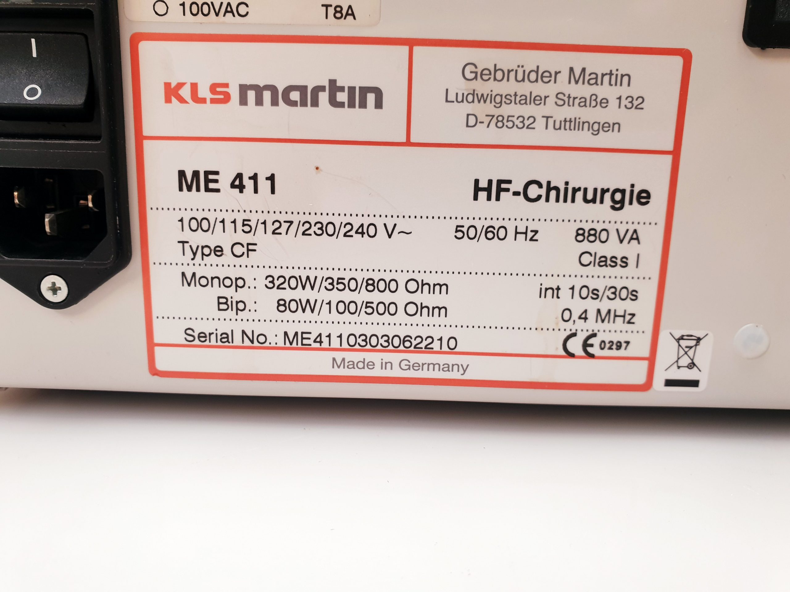 KLS MARTIN ME 411 – ME411 – HF-Chirurgie-Einheit thumbnail 16