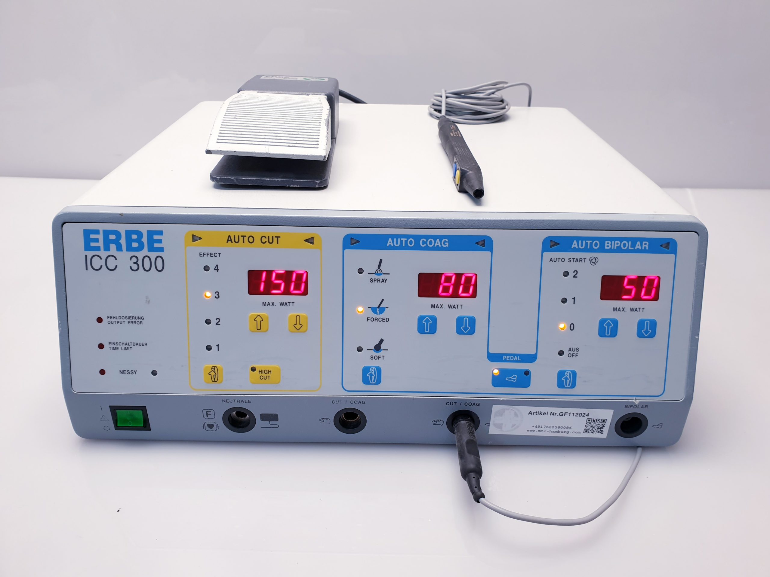 ERBE ICC 300 ICC300 H HF-Chirurgiegerät 300 Watt Leistung mit Fusschaltter thumbnail 3