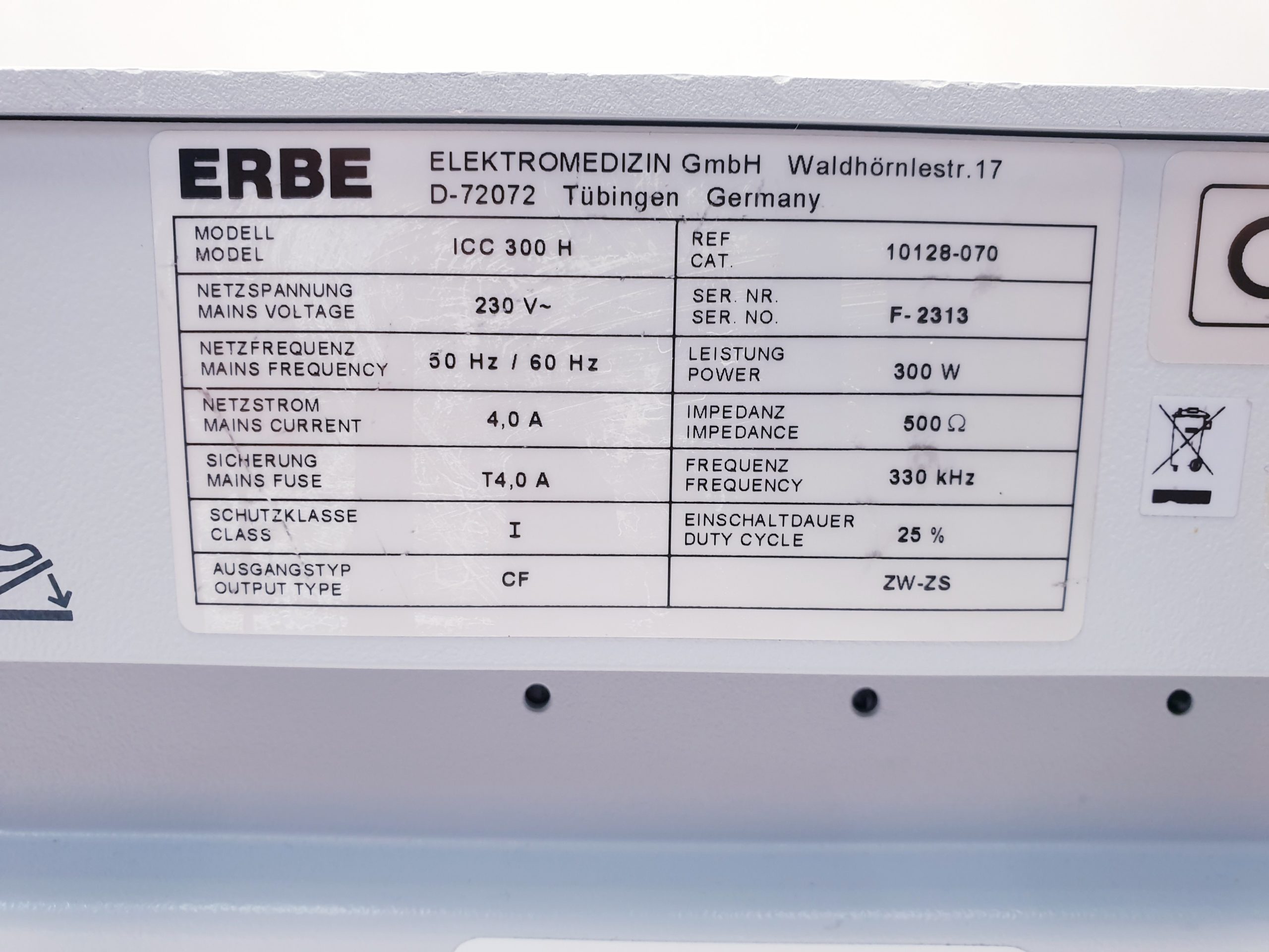 ERBE ICC 300 ICC300 H HF-Chirurgiegerät 300 Watt Leistung mit Fusschaltter thumbnail 13