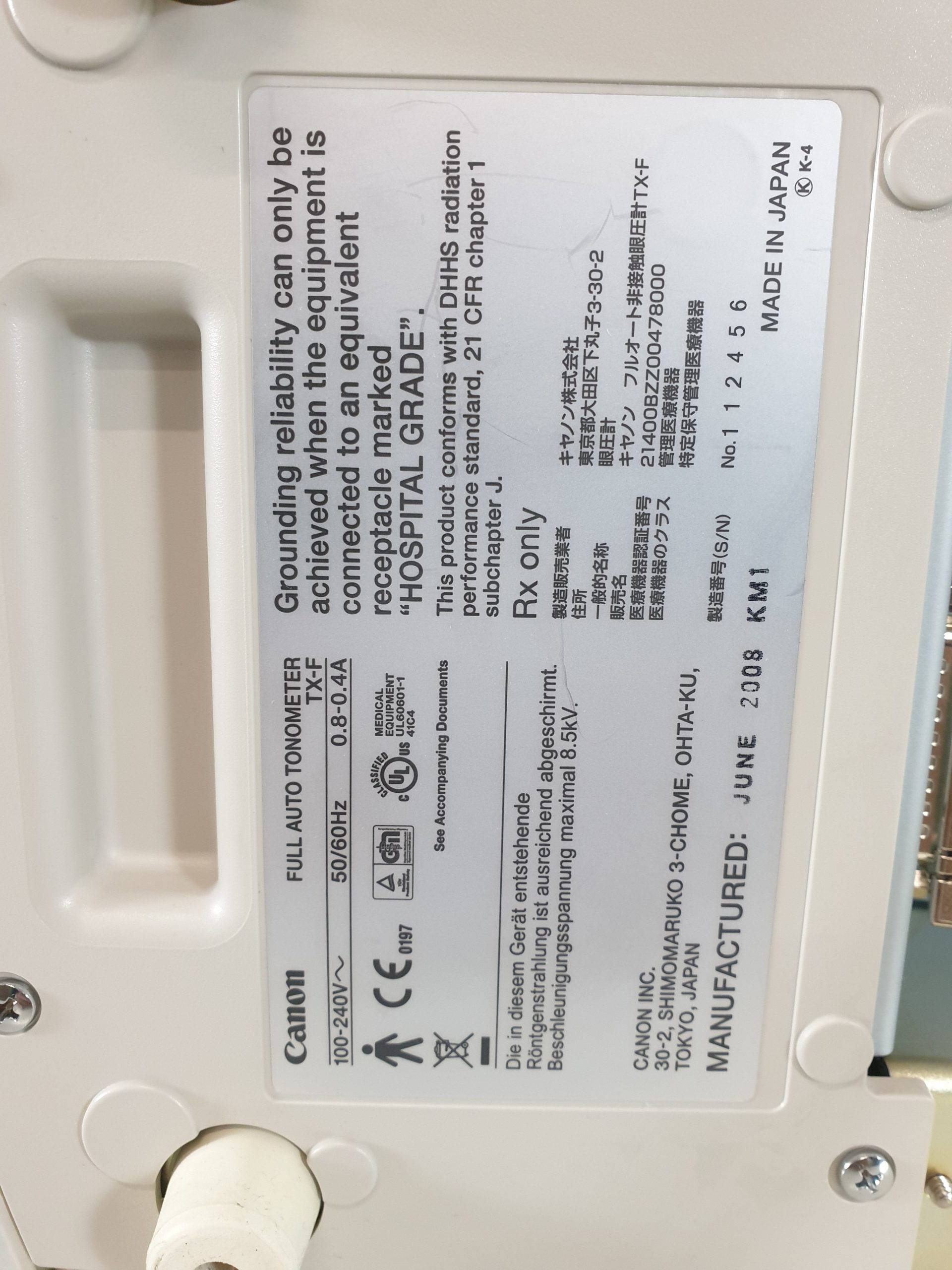 Canon TX-F Full Auto Tonometer thumbnail 6