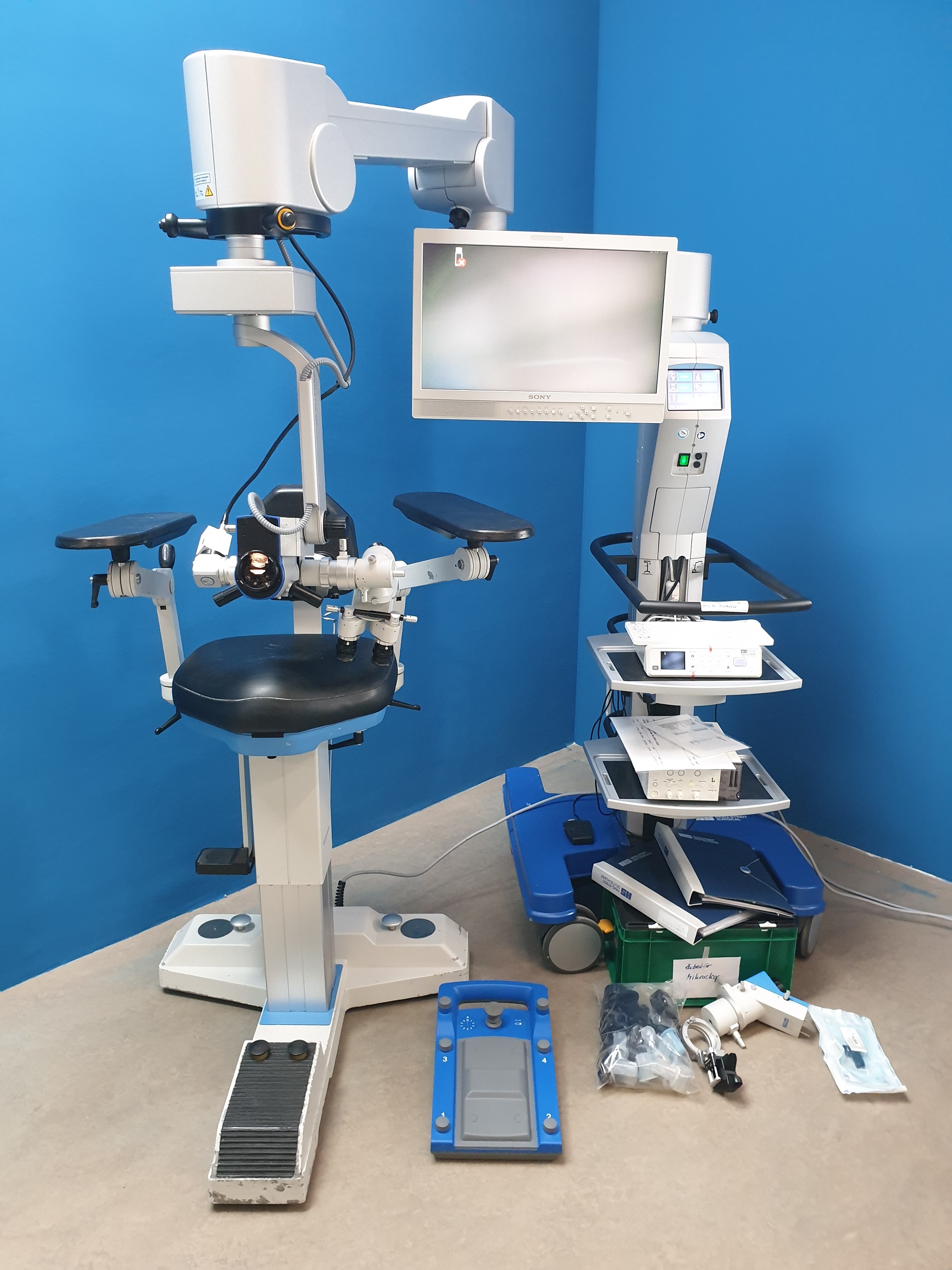 HAAG STREIT HS ALLEGRA 900 uaf FS2-21 Stativ Sony HD Bildübertragung // Medicap USB300 Bild dokumentation DOM 2016 // Behandlungsstuhl 623-102 // Fusspedal — image 1 of 38