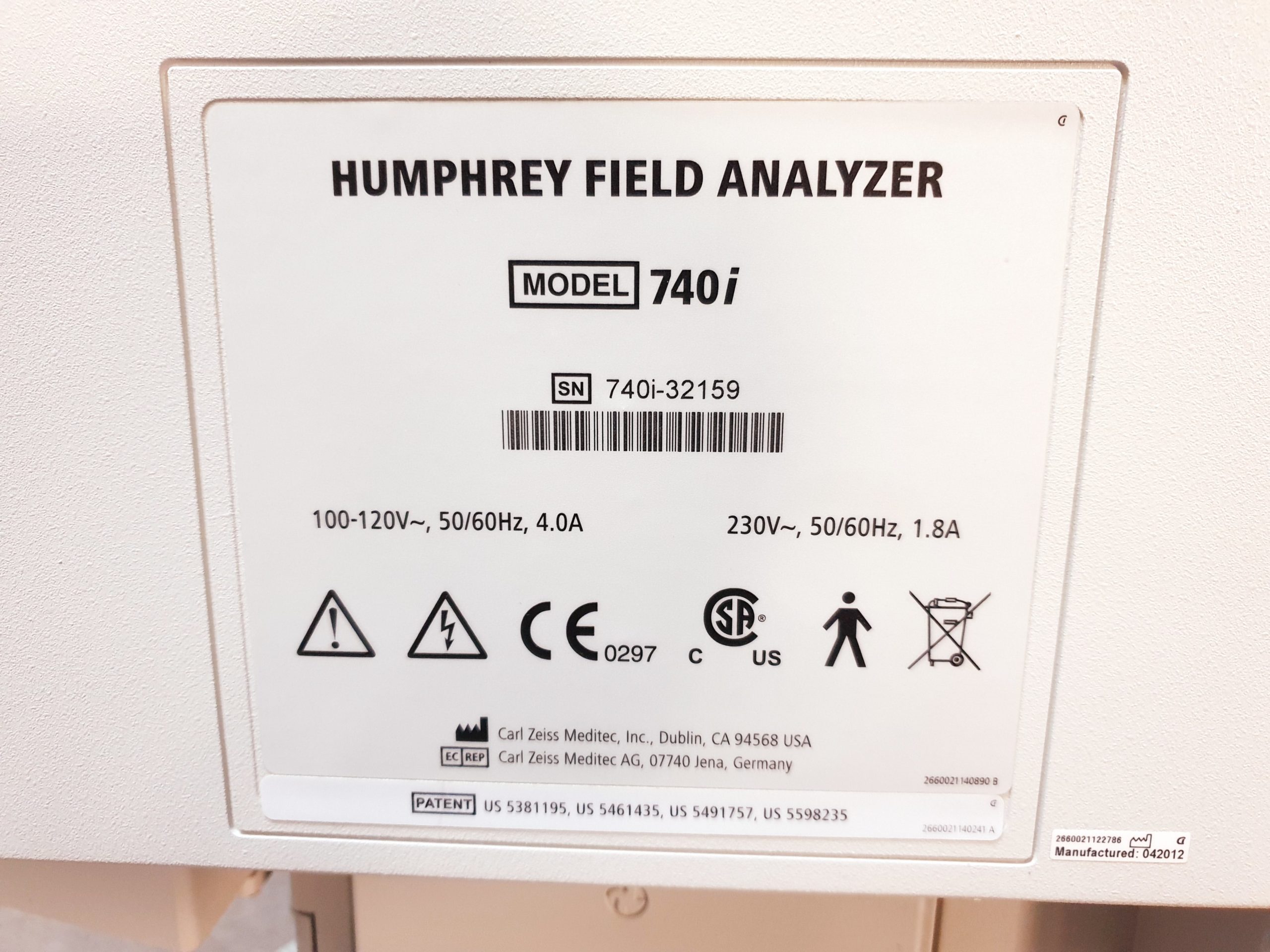 Perimeter Zeiss Humphrey Field Analyzer, Modell 740i – FIELD ANALYSER PERIMETER thumbnail 7