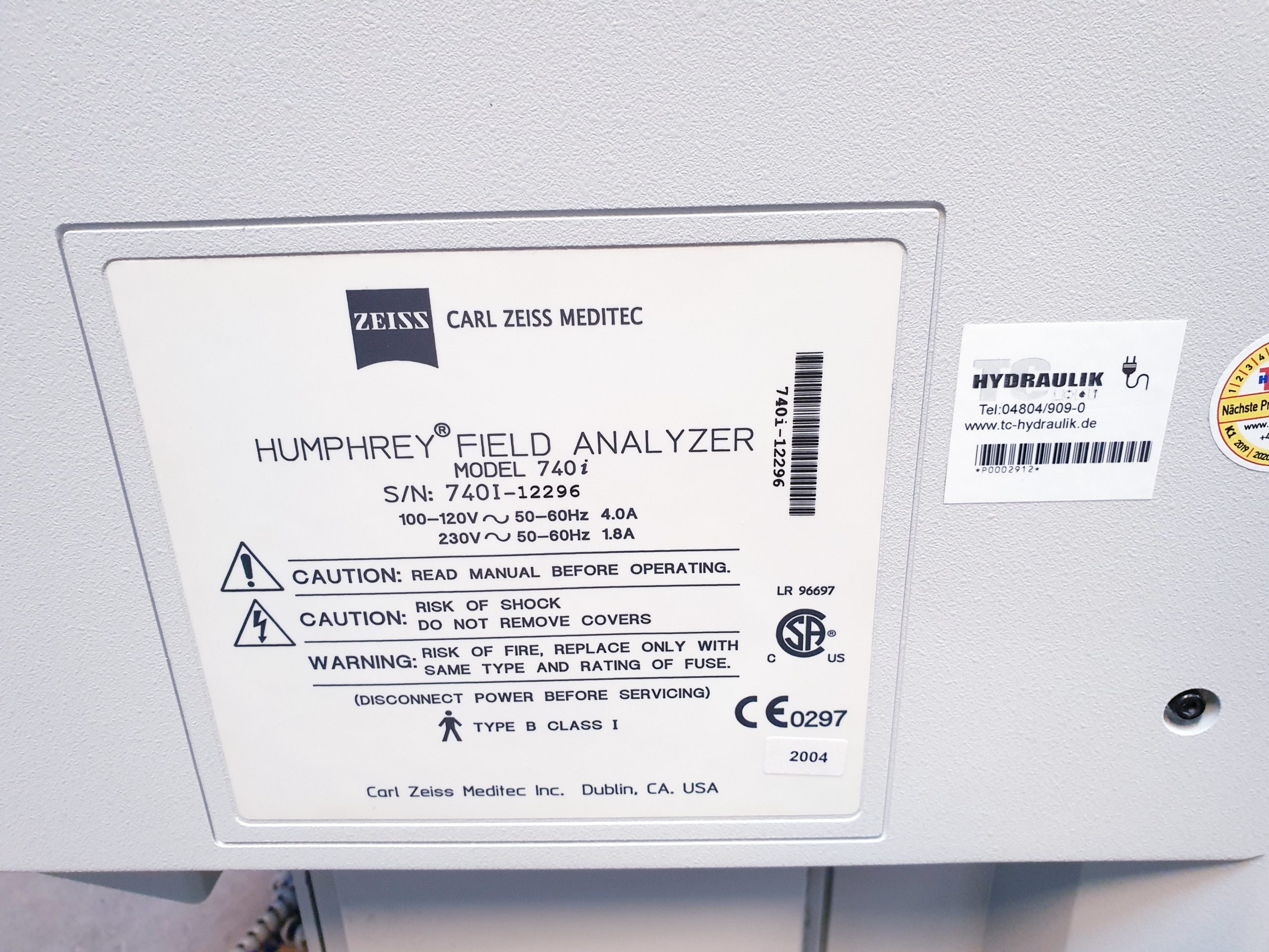 Perimeter Zeiss Humphrey Field Analyzer, Modell 740i – FIELD ANALYSER PERIMETER thumbnail 12
