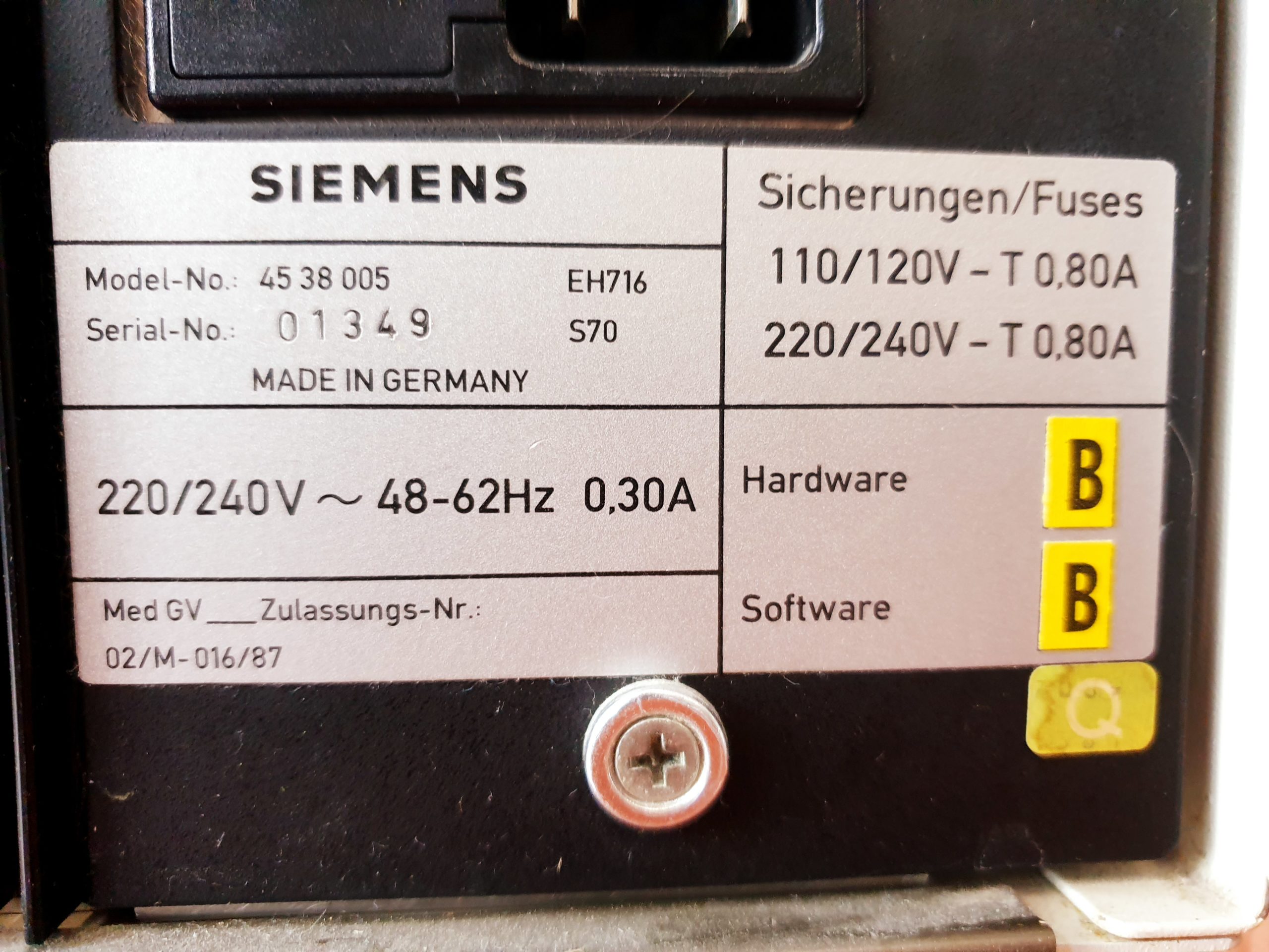 Siemens Therapie Neuroton 827 Reizstrom Physiotherapie Therapie Gerät thumbnail 5