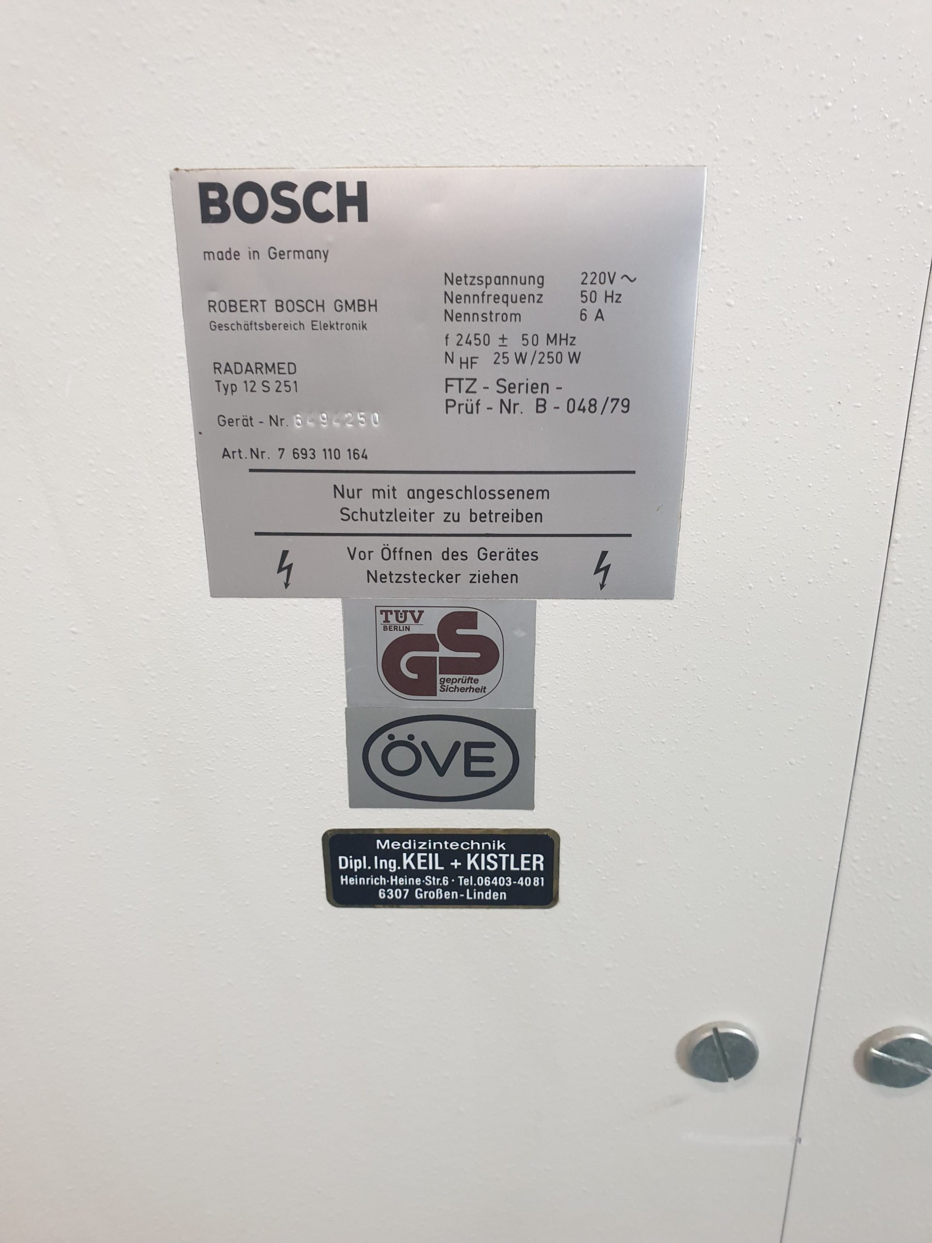 Bosch Radarmed 12 S 251 // 12S251 Mikrowellen Therapiegerät thumbnail 9