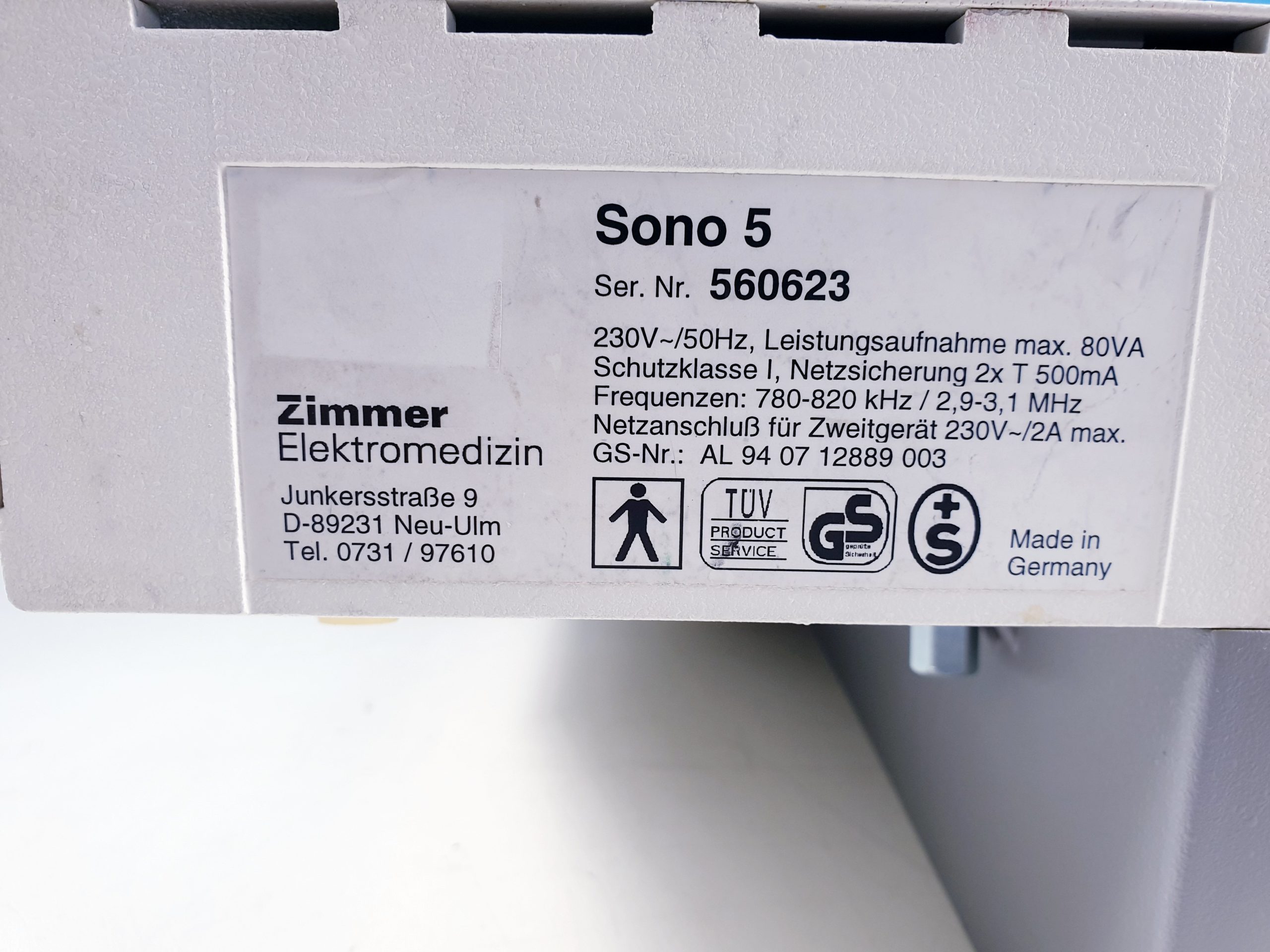Zimmer Elektromedizin Sono 5 // SONO5 Ultraschalltherapiegerät thumbnail 5