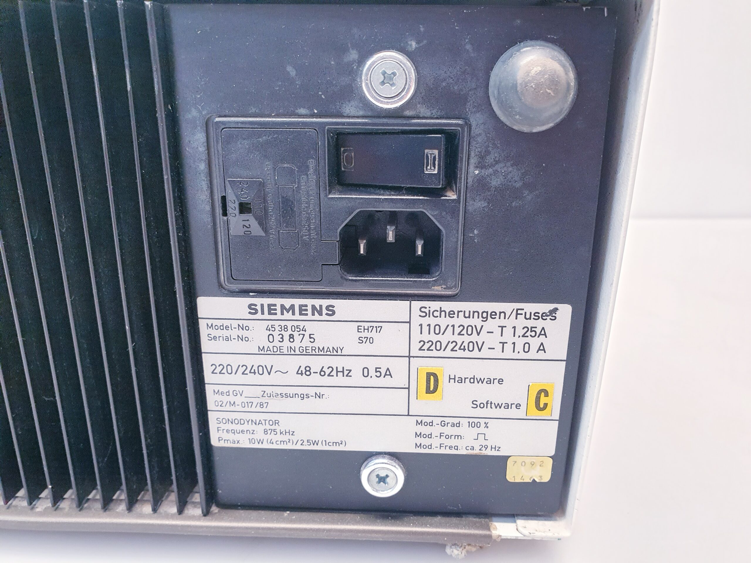 Siemens SONODYNATOR 834 + NEOSERV 824 Therapiegerät thumbnail 7