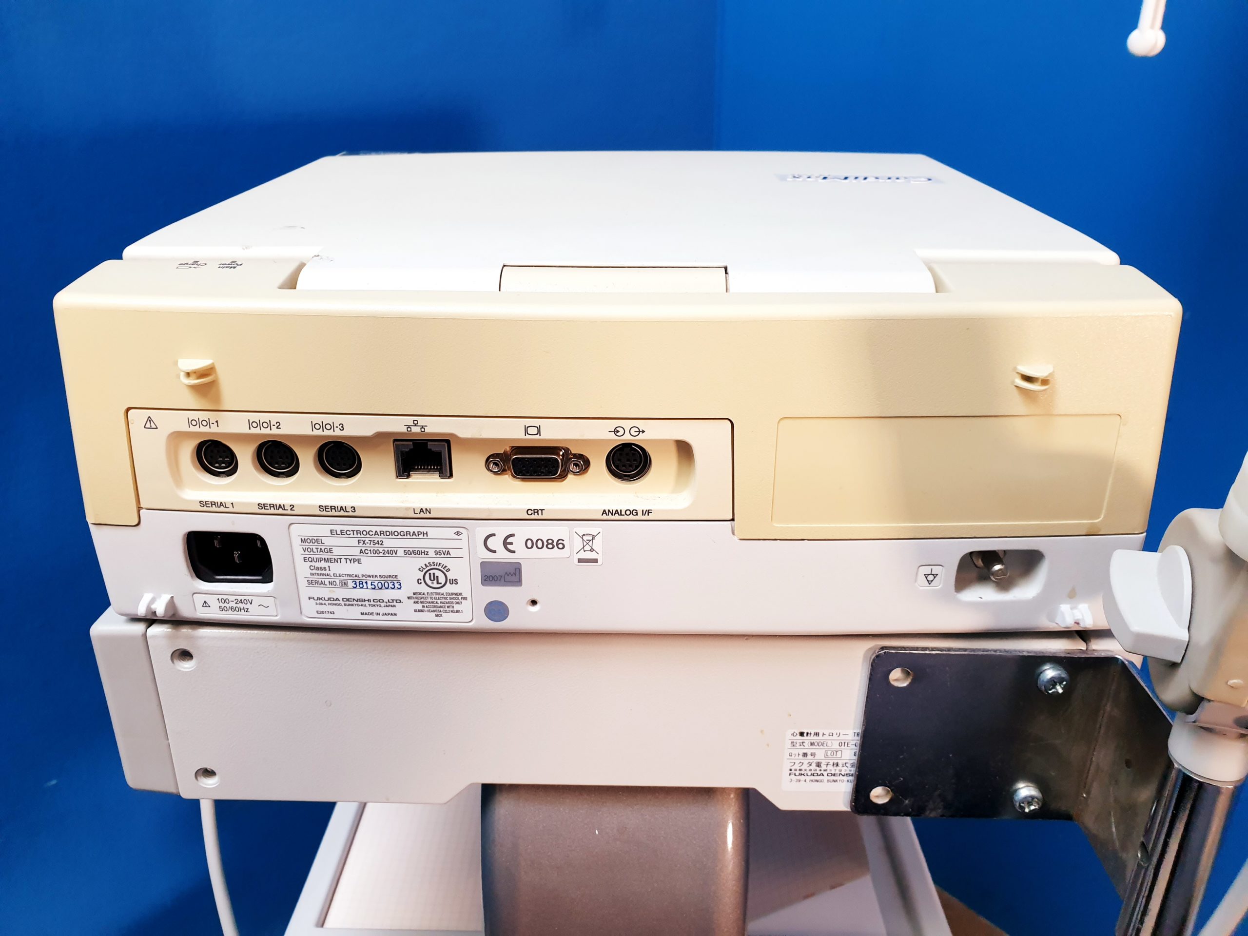 Fukuda Denshi CardiMax FX-7542 EKG Machine on Stand / Gestell mit with 10 Lead ECG Leads thumbnail 3