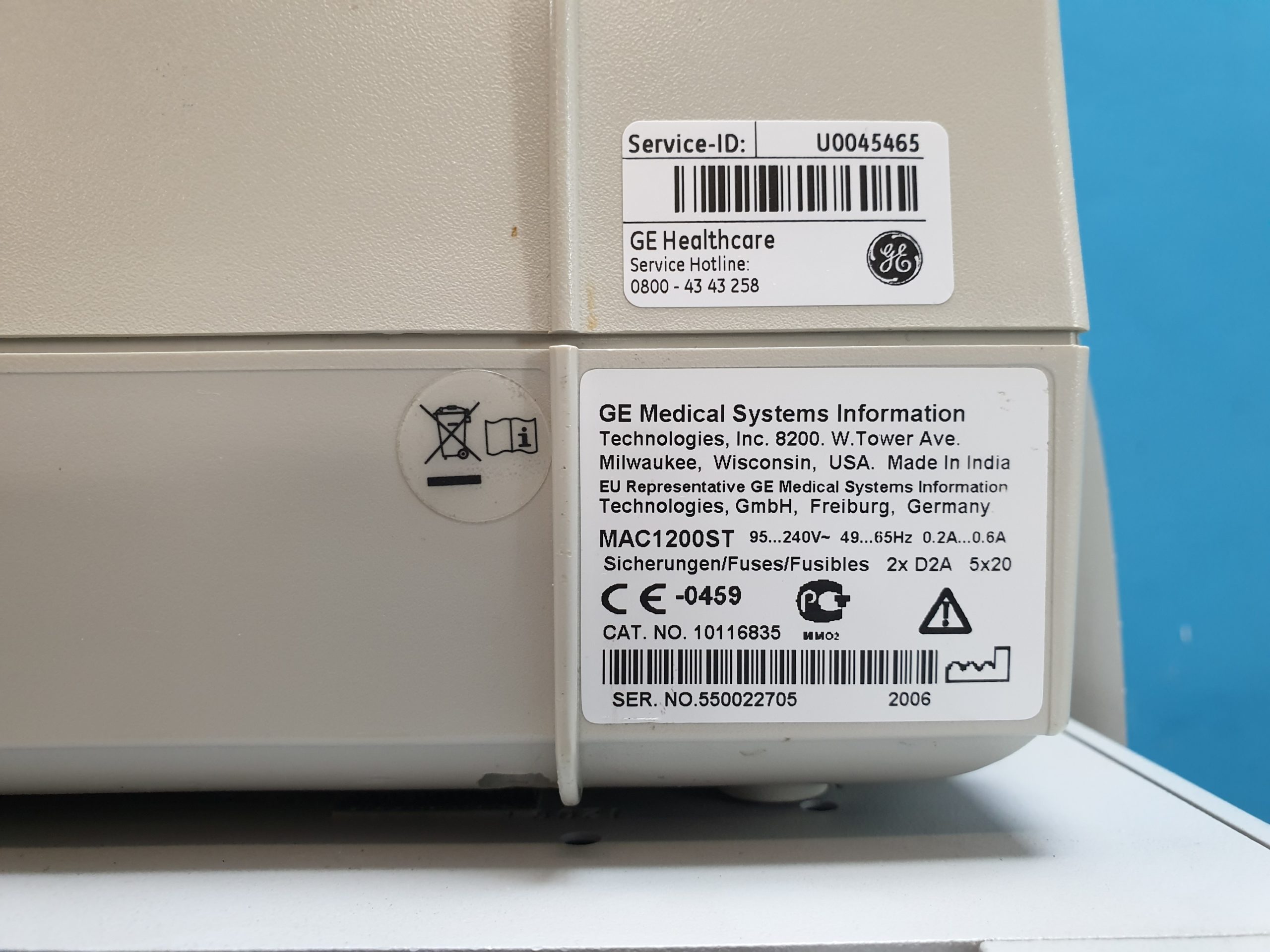 GE MAC 1200 ST // 1200ST EKG Gerät mit Sauganlage // auf fahrbarem Gestell thumbnail 4