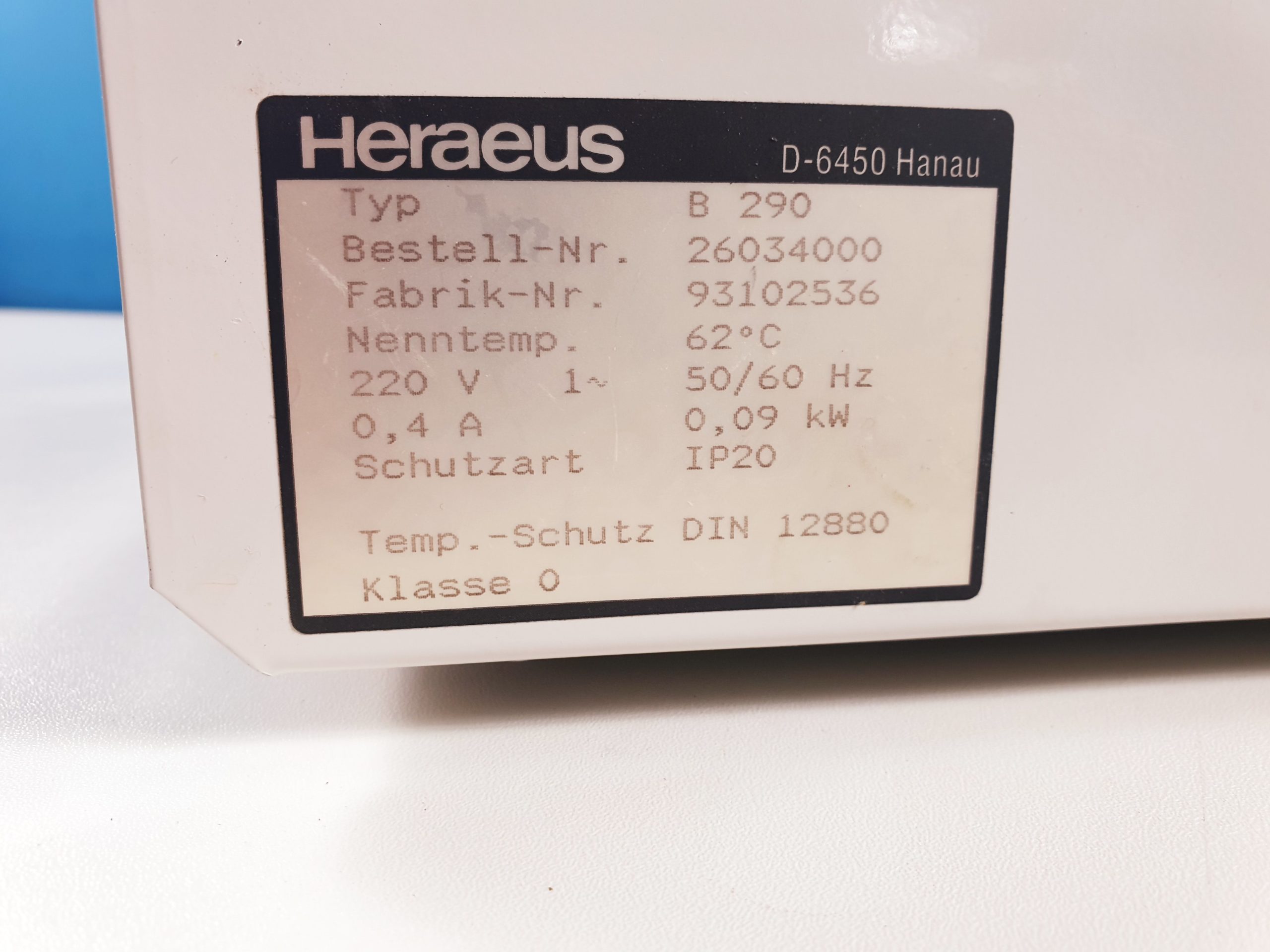 Heraeus B 290 // B290 Wärmeschrank, Brutschrank thumbnail 4