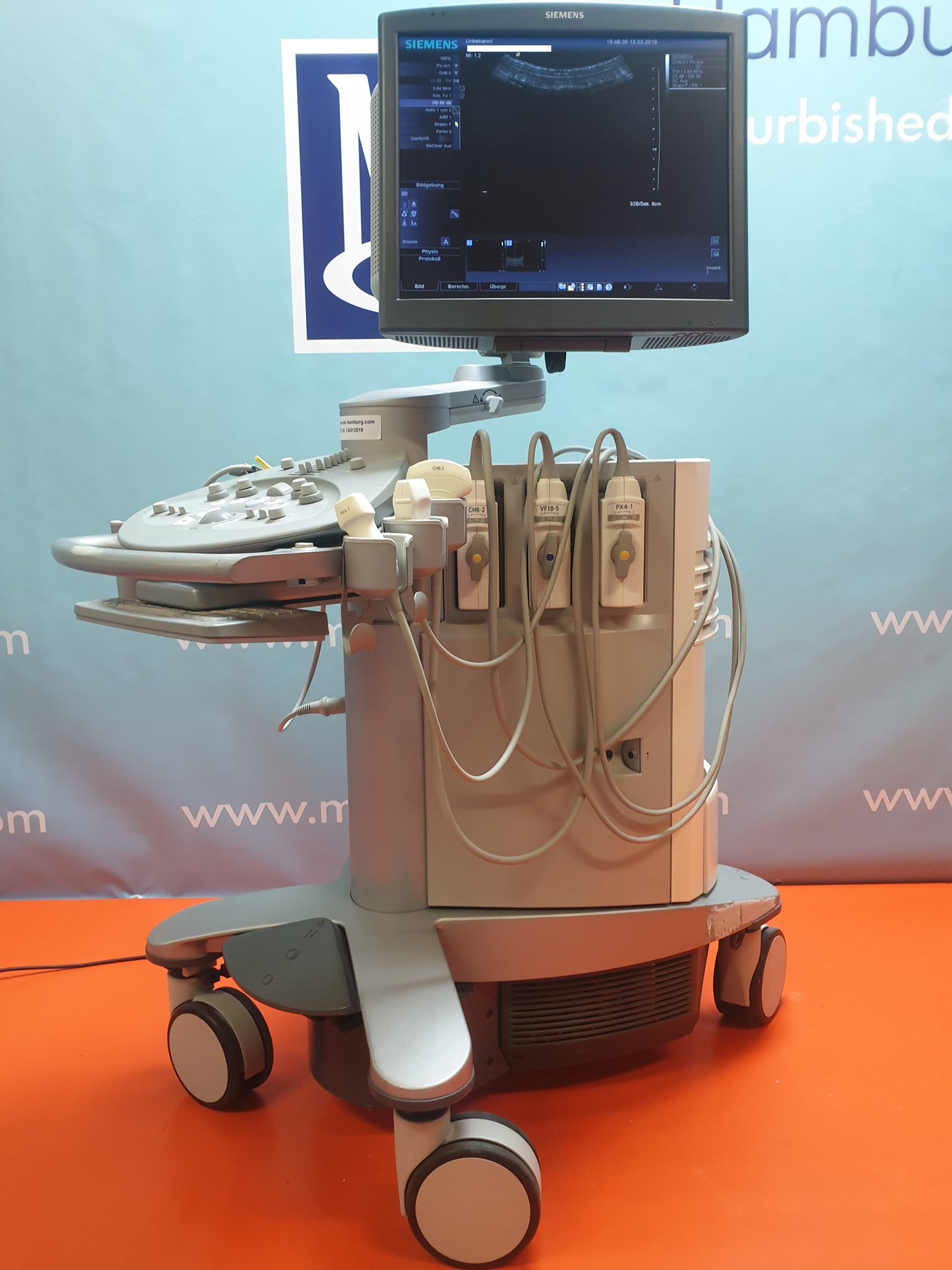 Siemens ACUSONn Antares Ultraschallgerät mit 3 Sonden, 02 Stiftsonden und Printer — image 1 of 11