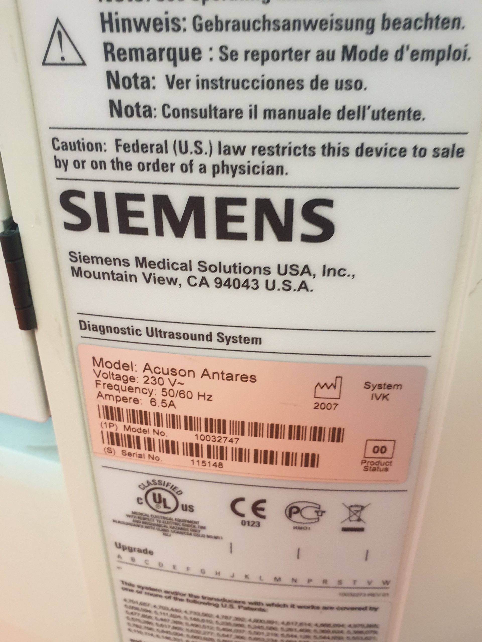 Siemens ACUSONn Antares Ultraschallgerät mit 3 Sonden, 02 Stiftsonden und Printer thumbnail 11
