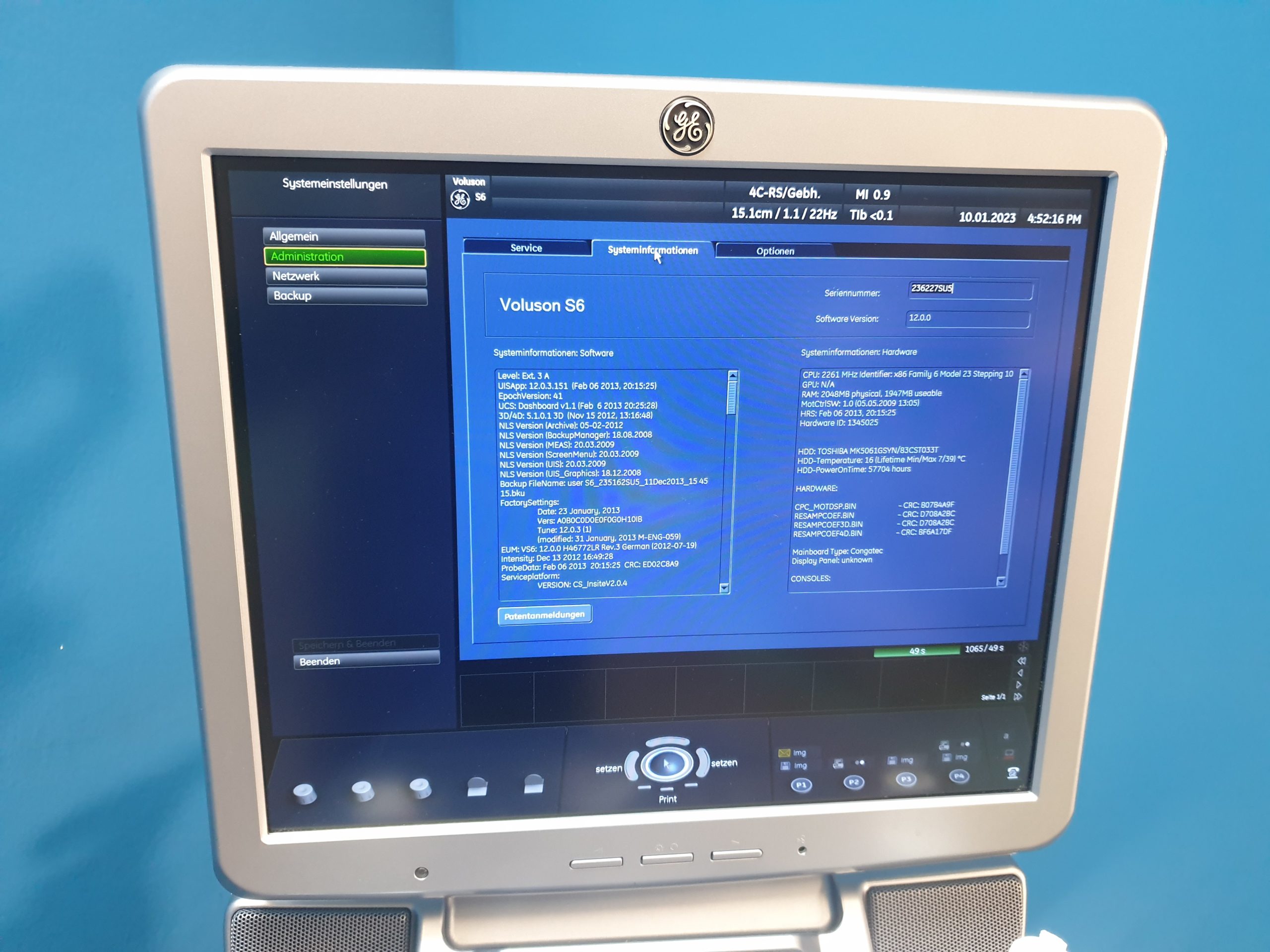GE Voluson S6 mit 4C-RS + 9L-RS DOM 2013 thumbnail 2