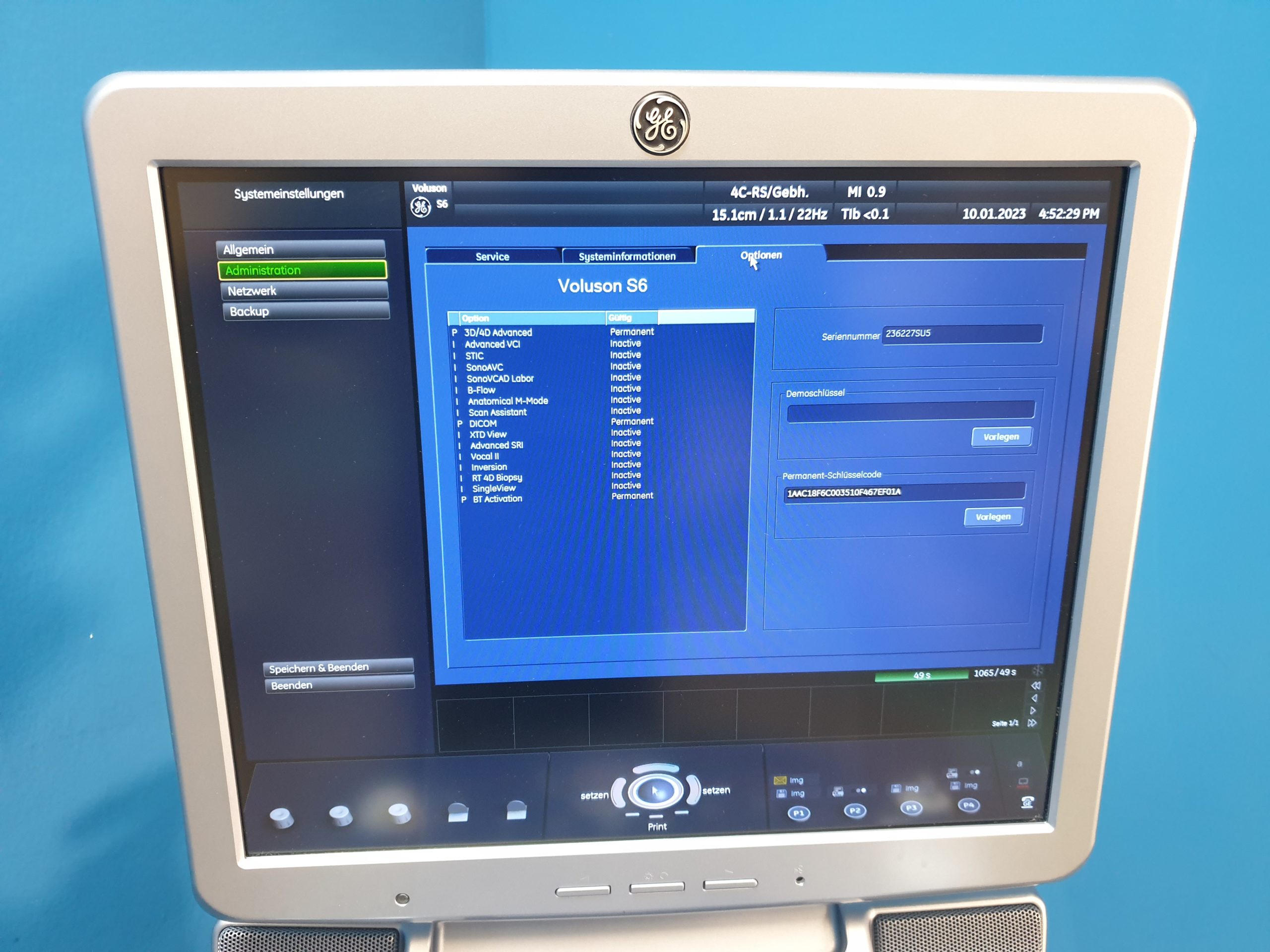 GE Voluson S6 mit 4C-RS + 9L-RS DOM 2013 thumbnail 3