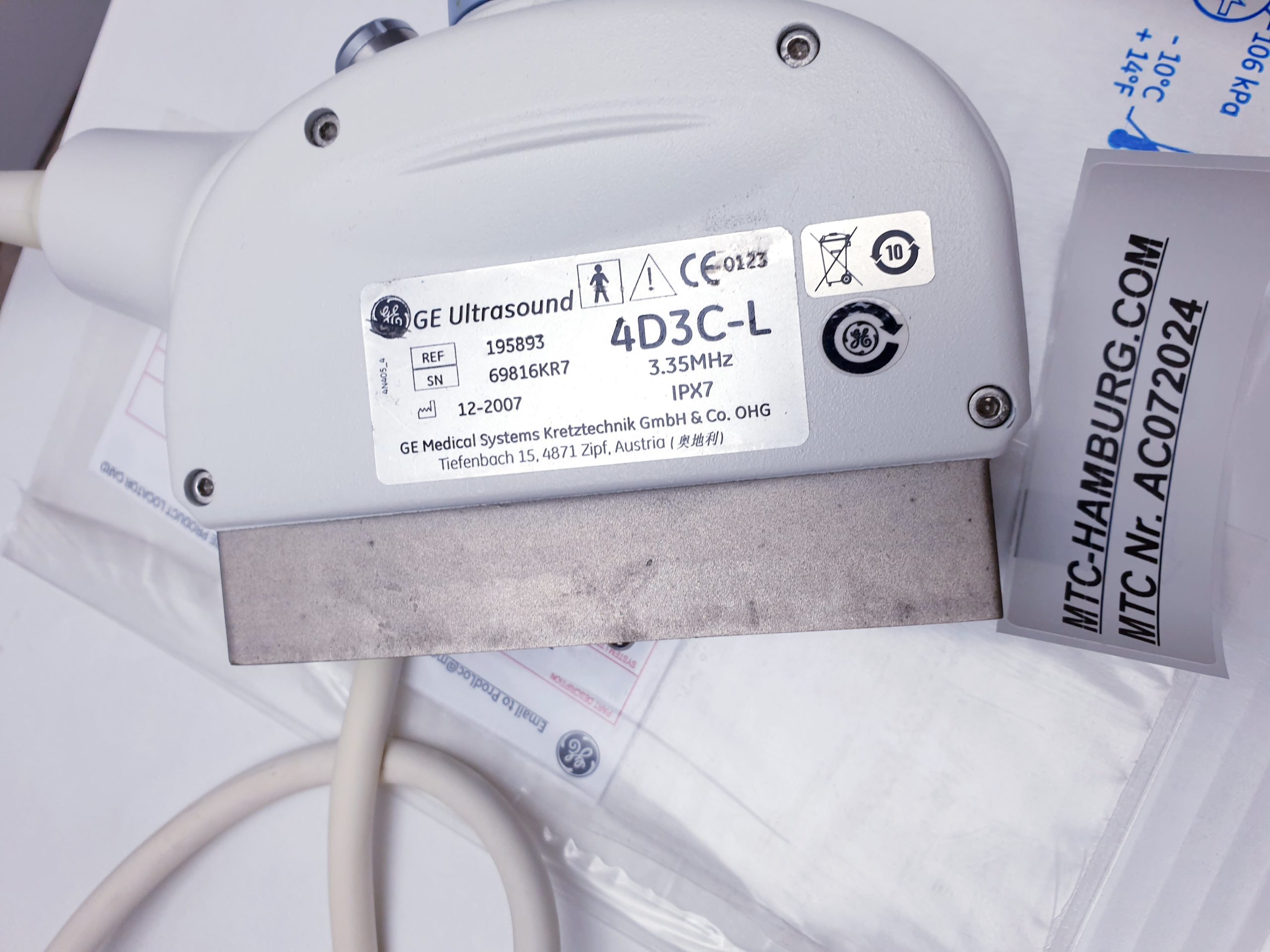 GE 4D3C-L 3D 4D Curved Array Schallkopf thumbnail 5