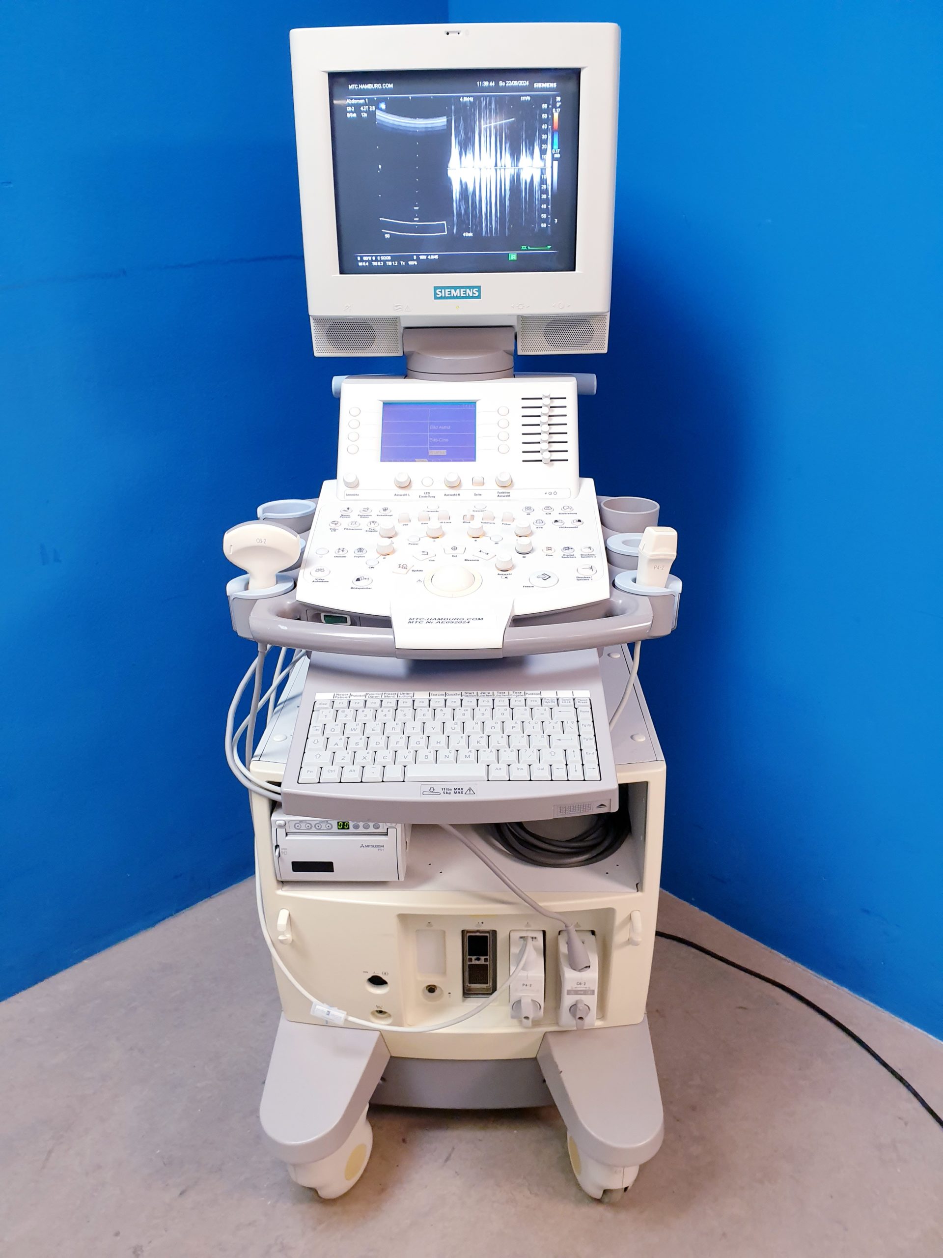Siemens G50 + P4-2 Echossonde + C6-2 Konvex Sonde + Printer P91 Farbdoppler thumbnail 3