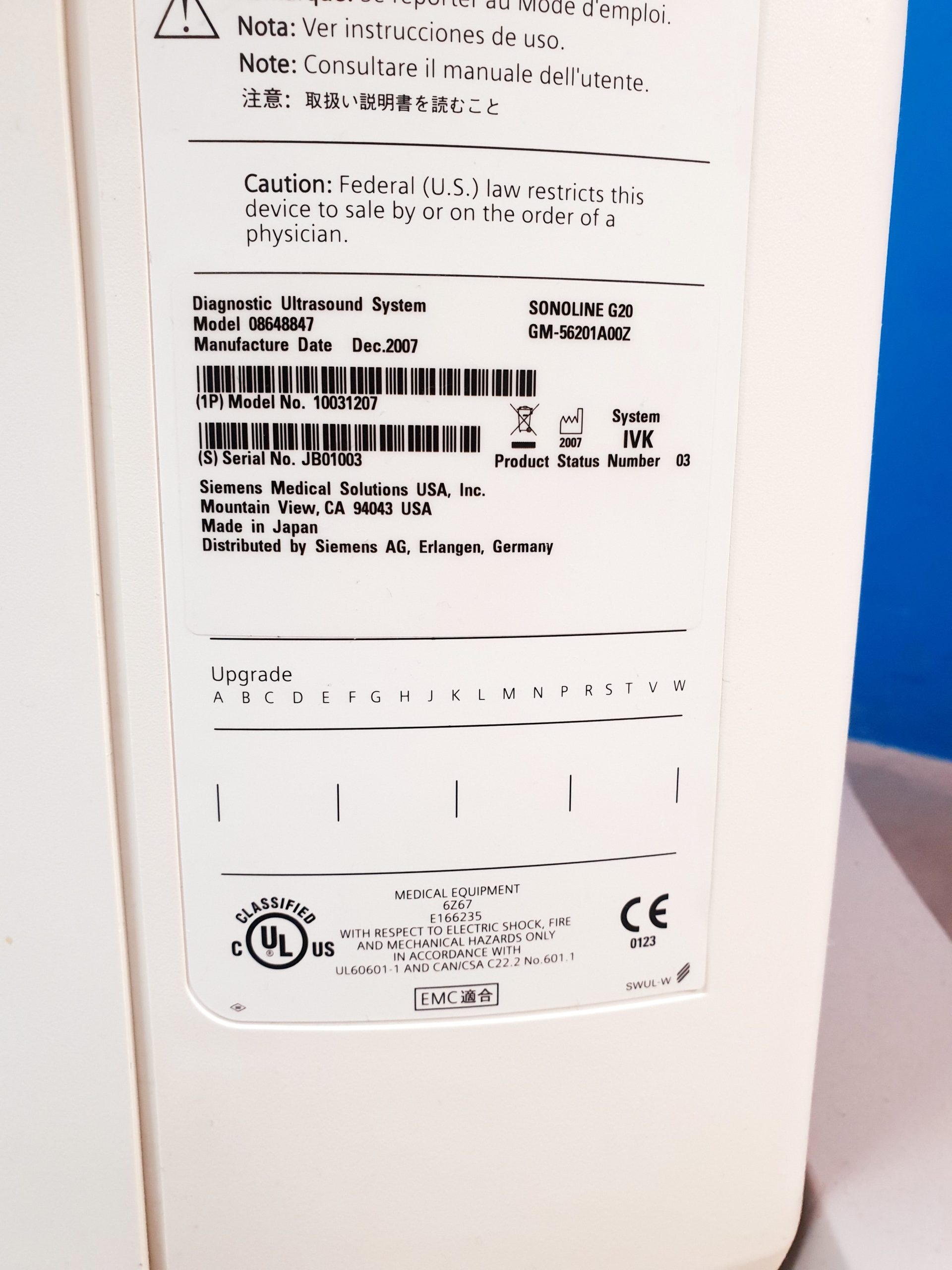 Siemens SONOLINE G20 SLC. 3.5 Konvex, 7.5 Linear thumbnail 14
