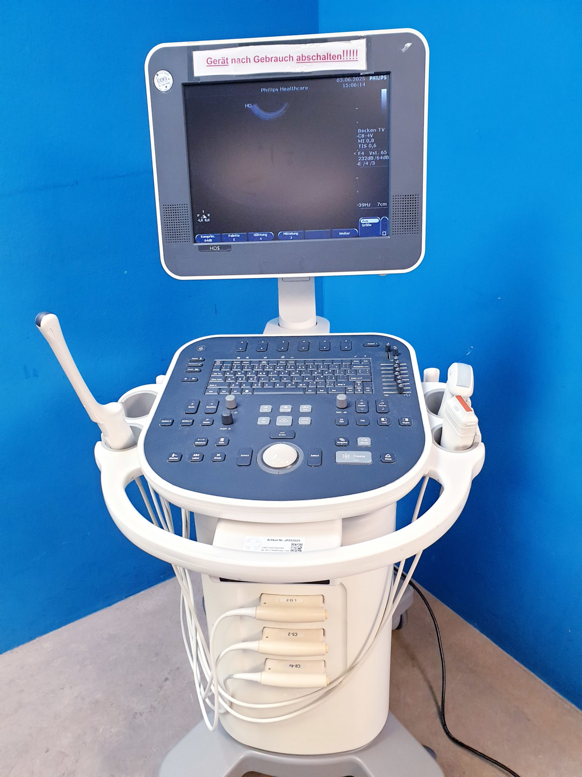 Philips HD 5 HD5 + C5-2 + C8-4v + L12-3 – Gynmaschine Farbdoppler thumbnail 2