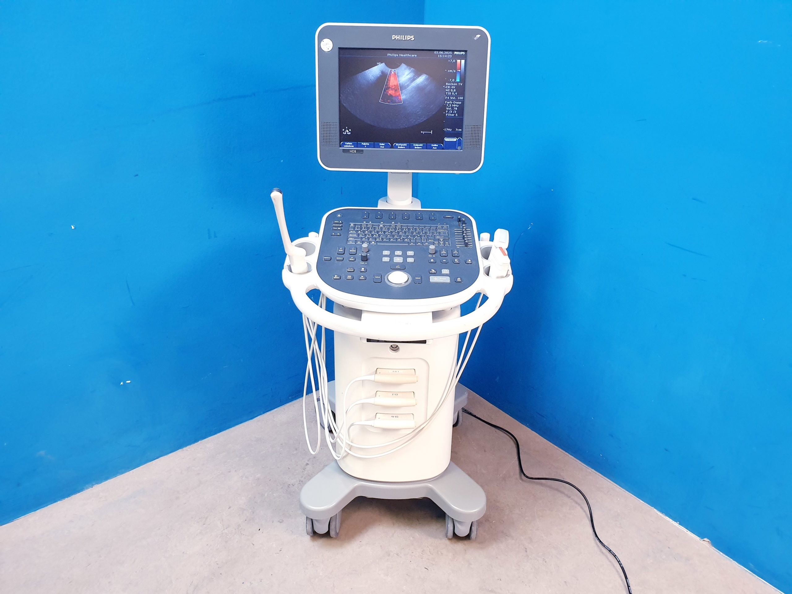 Philips HD 5 HD5 + C5-2 + C8-4v + L12-3 – Gynmaschine Farbdoppler thumbnail 4