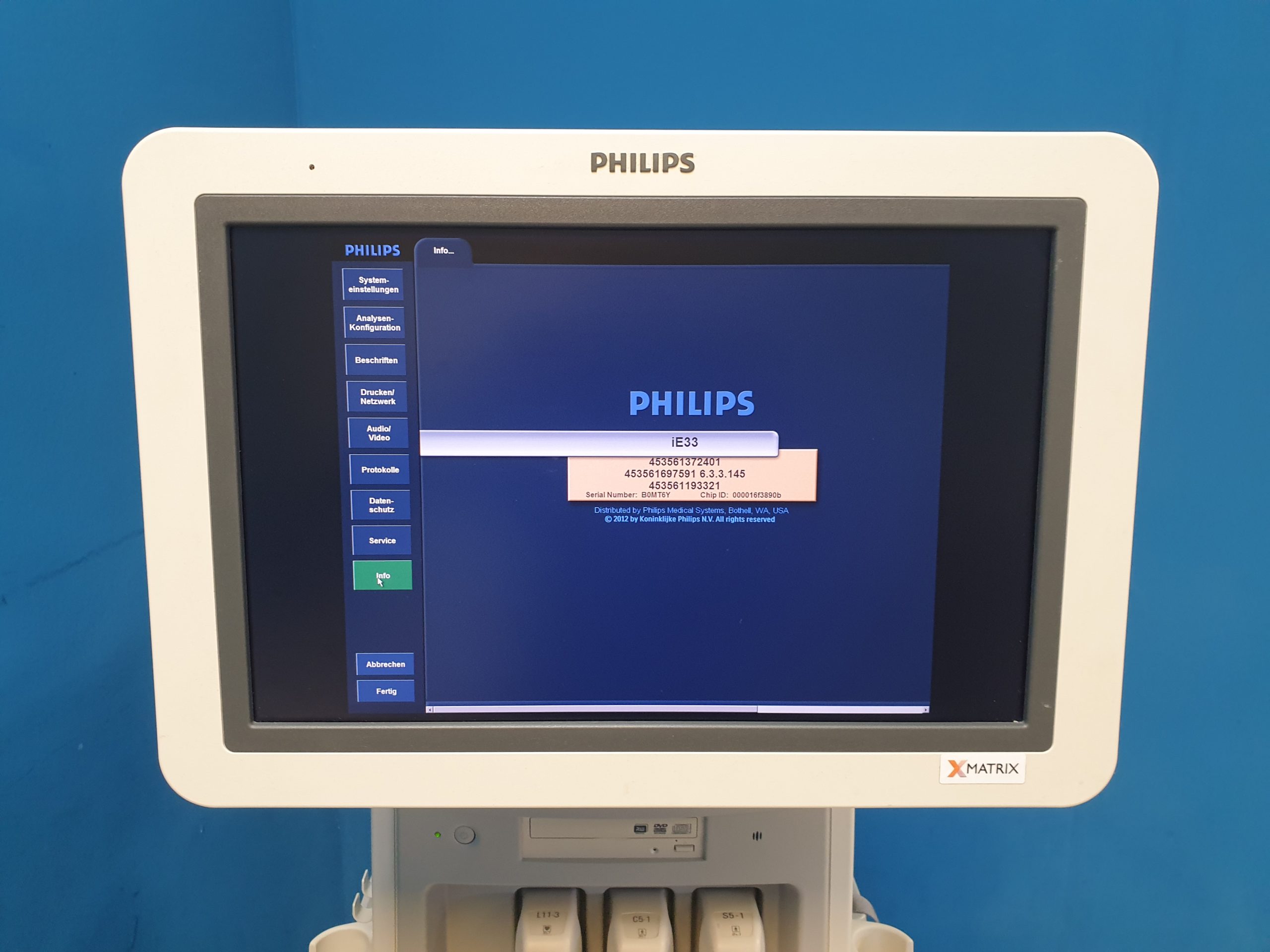 Philips iE33 – IE33 + S5-1 Echo + L11-3 Linear Sonde + Kardiomaschine + C5-1 Konvex Kardio Ultraschallgerät thumbnail 22