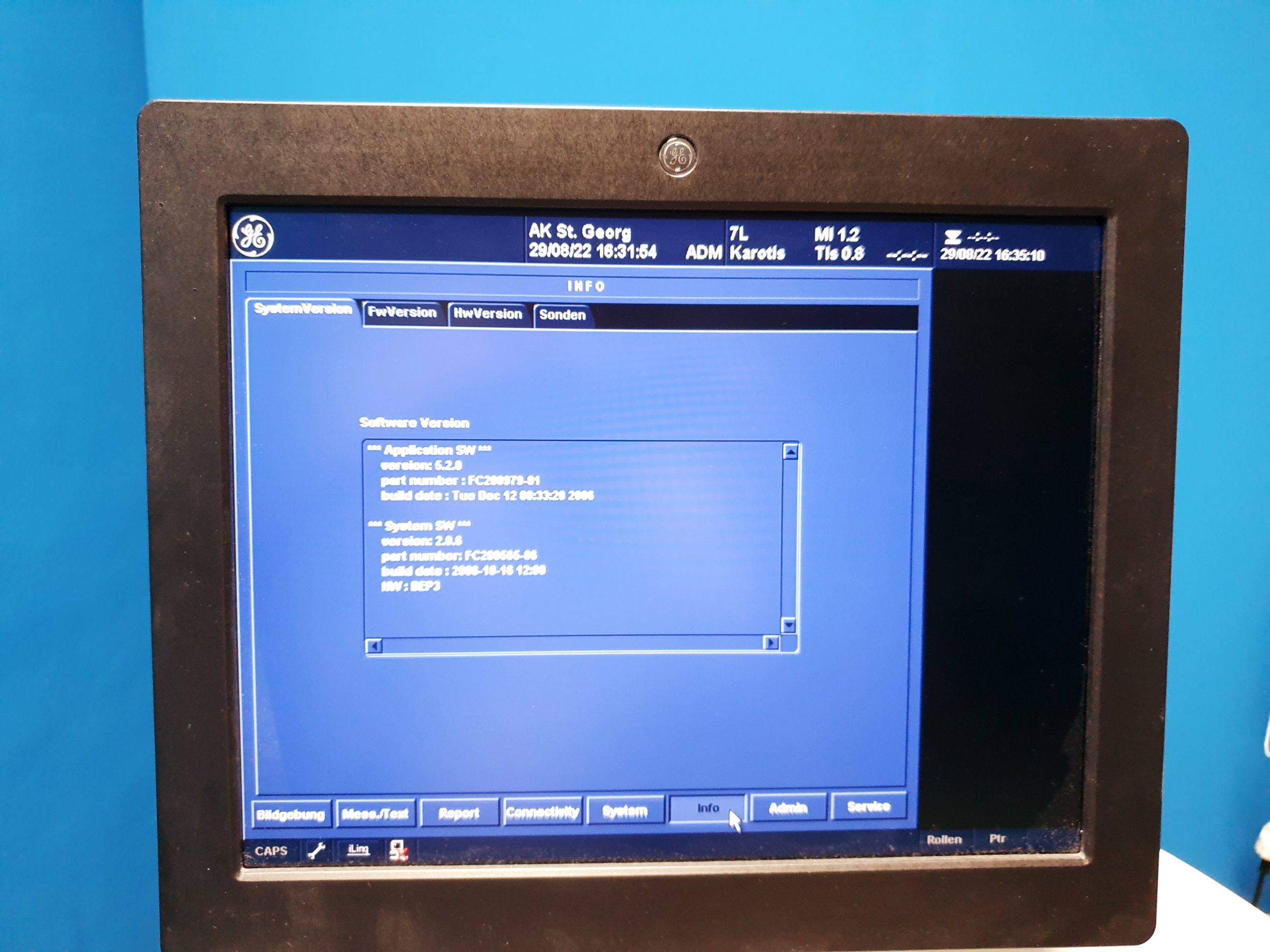 GE Vivid 7 Dimension mit GE M3S Echo Kardio Sonde und 7L Linear SW: 2.0.6 Application SW: 5.2.0 thumbnail 10