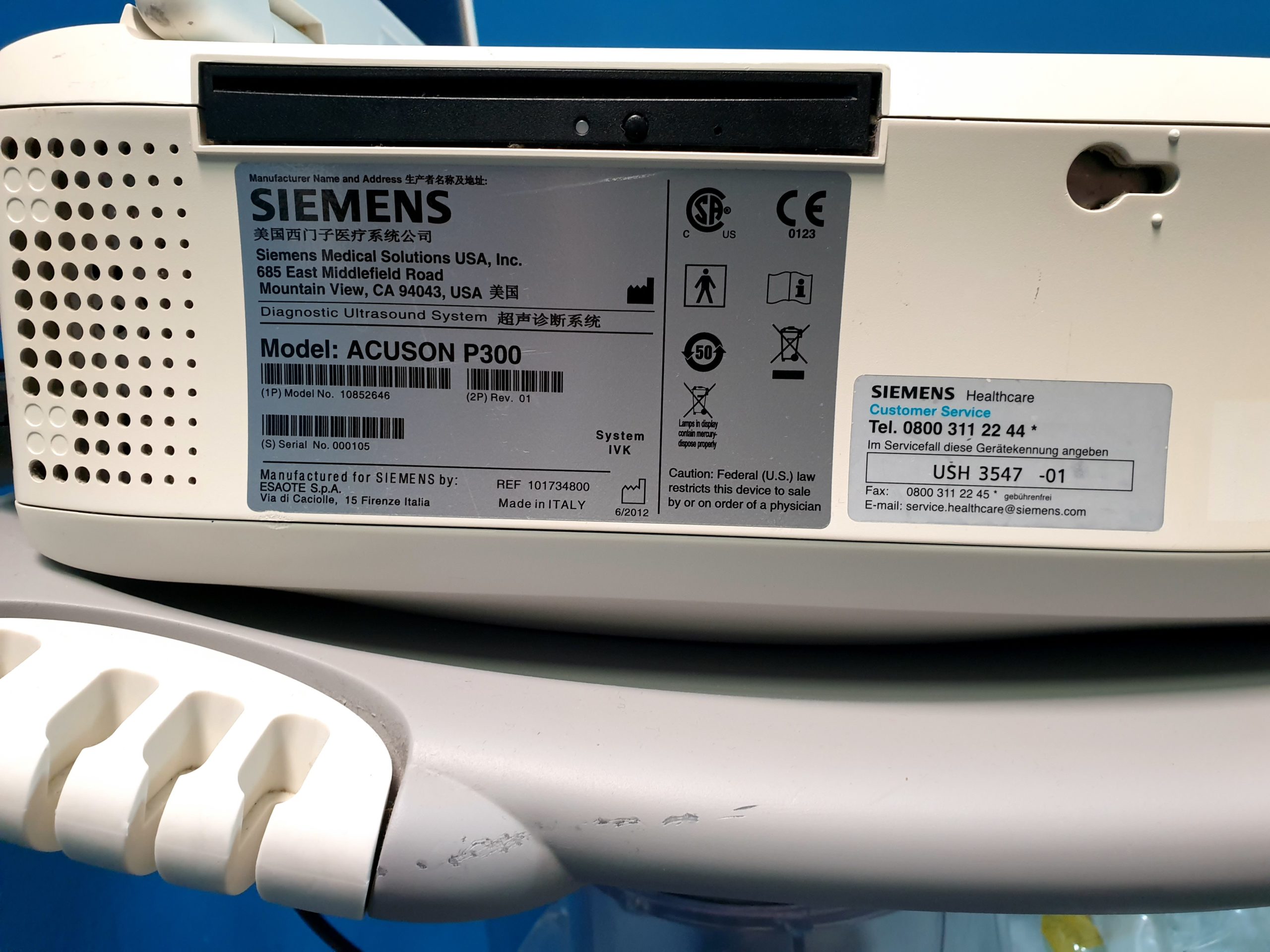Siemens Acuson P300 P 300 – CA431 – PA230 – LA435 Tragbar Farbdoppler – Doppler thumbnail 8