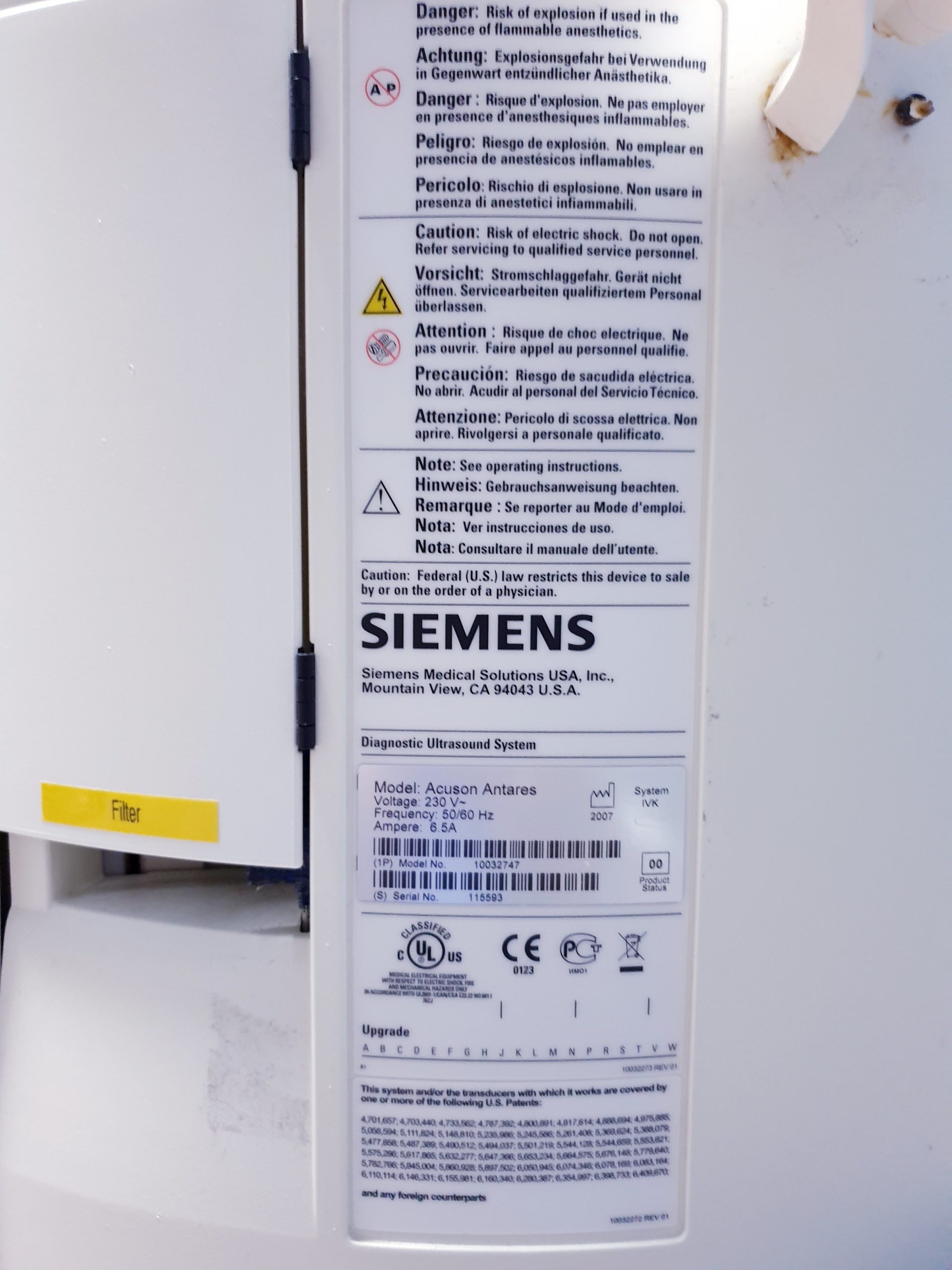 Siemens Acuson Antares Ultraschall Gerät mit 3 Sonden CH4-1 + PX4-1 + VFX9-4 thumbnail 29
