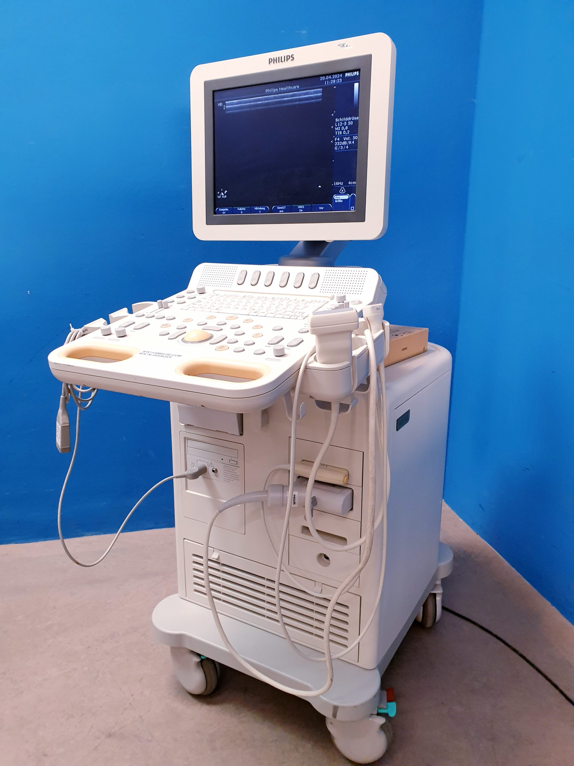 Philips HD7 XE Ultraschallgerät + S4-2 Echo Sonde + L12-5 Linear – Kardio- Doppler – Farbdoppler thumbnail 6
