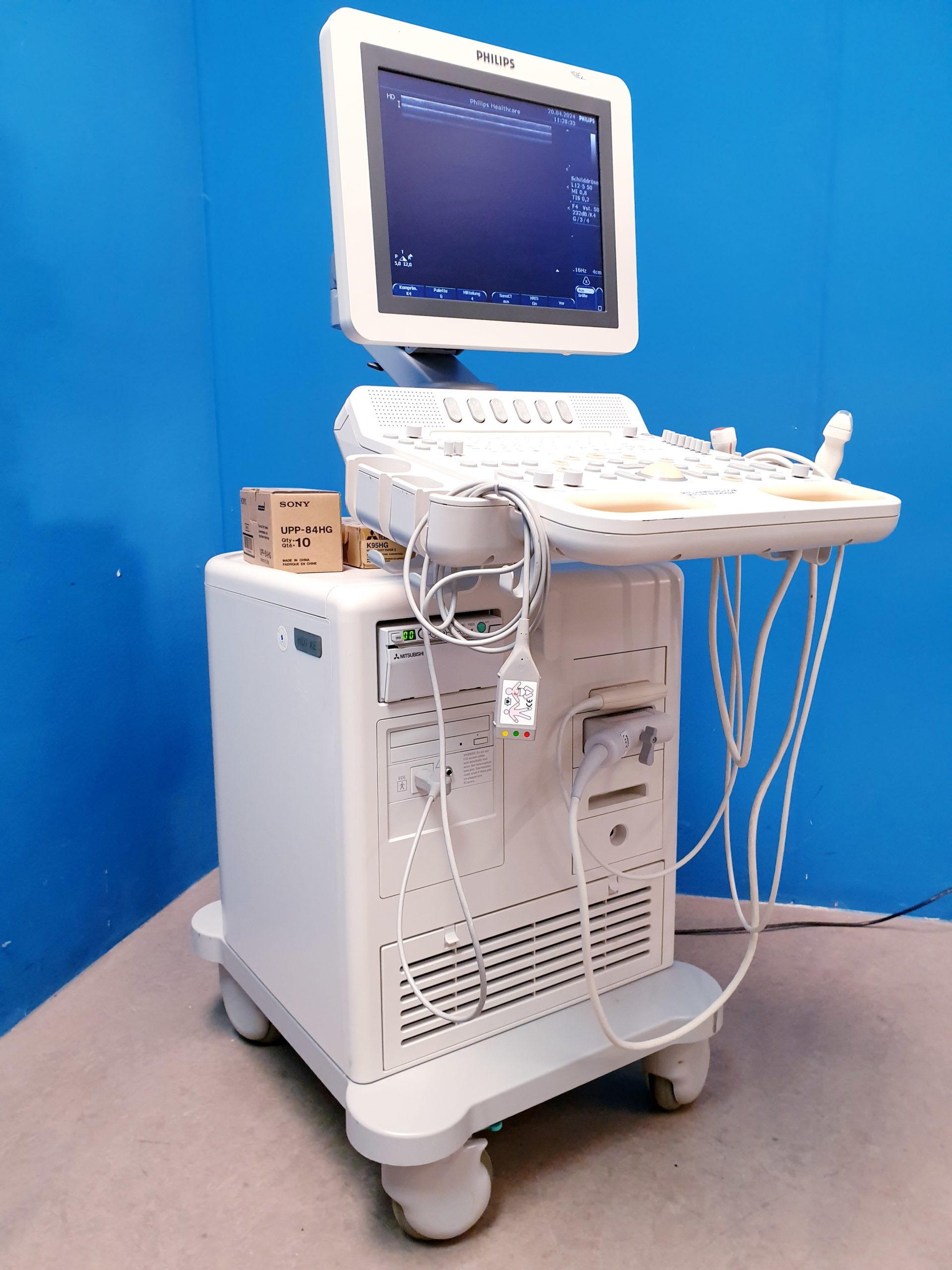 Philips HD7 XE Ultraschallgerät + S4-2 Echo Sonde + L12-5 Linear – Kardio- Doppler – Farbdoppler thumbnail 7