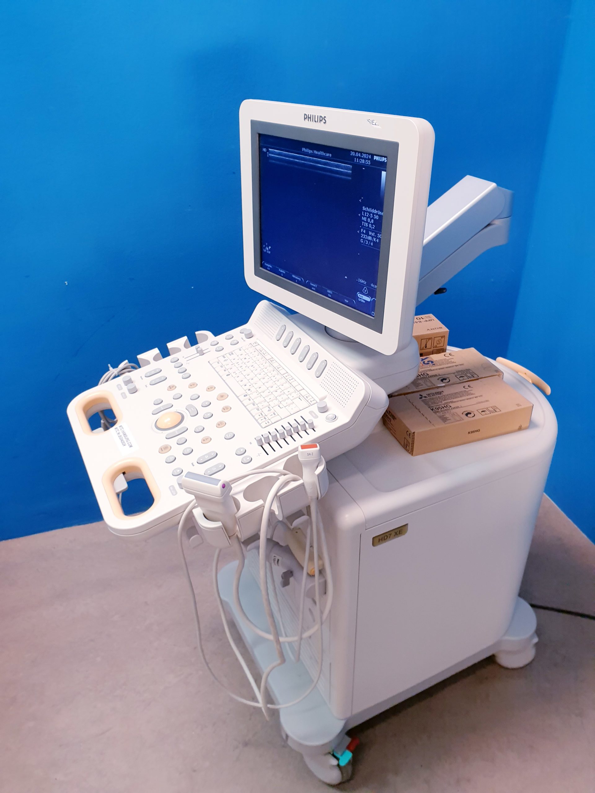 Philips HD7 XE Ultraschallgerät + S4-2 Echo Sonde + L12-5 Linear – Kardio- Doppler – Farbdoppler thumbnail 9